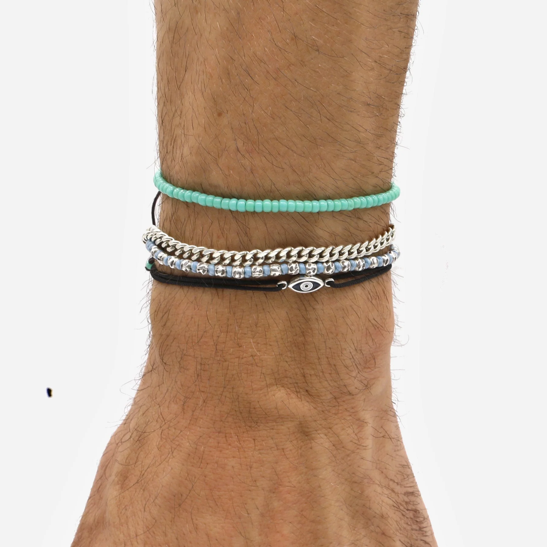 2mm Glass Beads Adjustable Bracelet (Turquoise) - Image 2