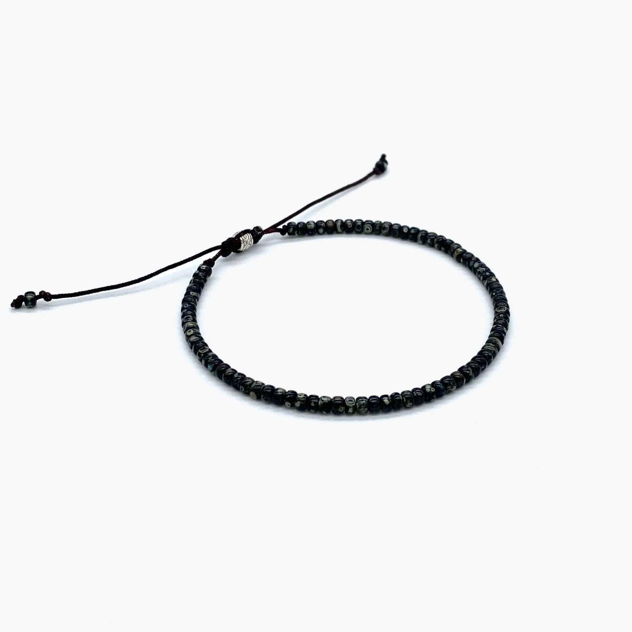 2mm Glass Beads Bracelet (Dyed Black) - Image 2