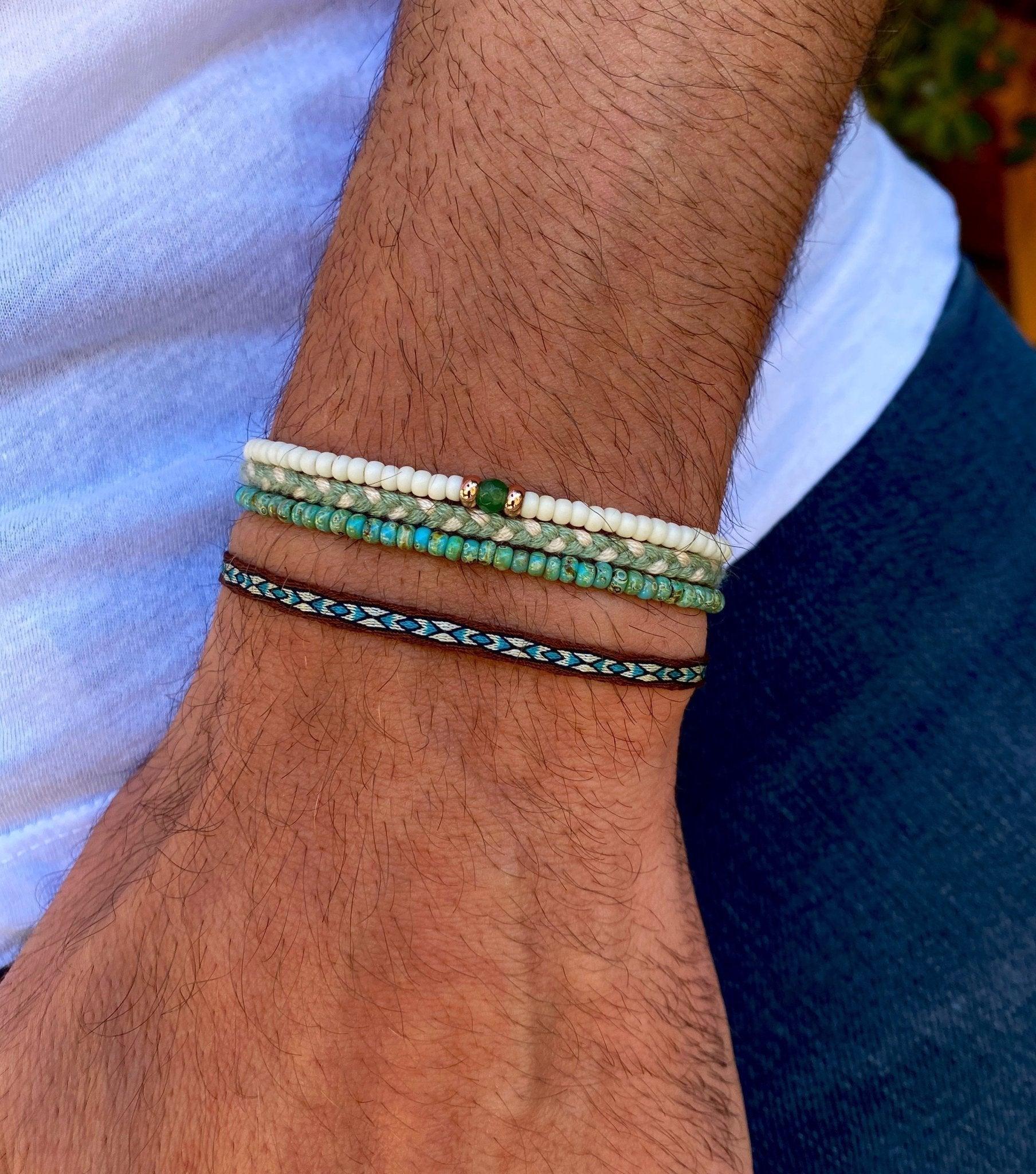 2mm Glass Beads Bracelet (Dyed Turquoise) - Image 3