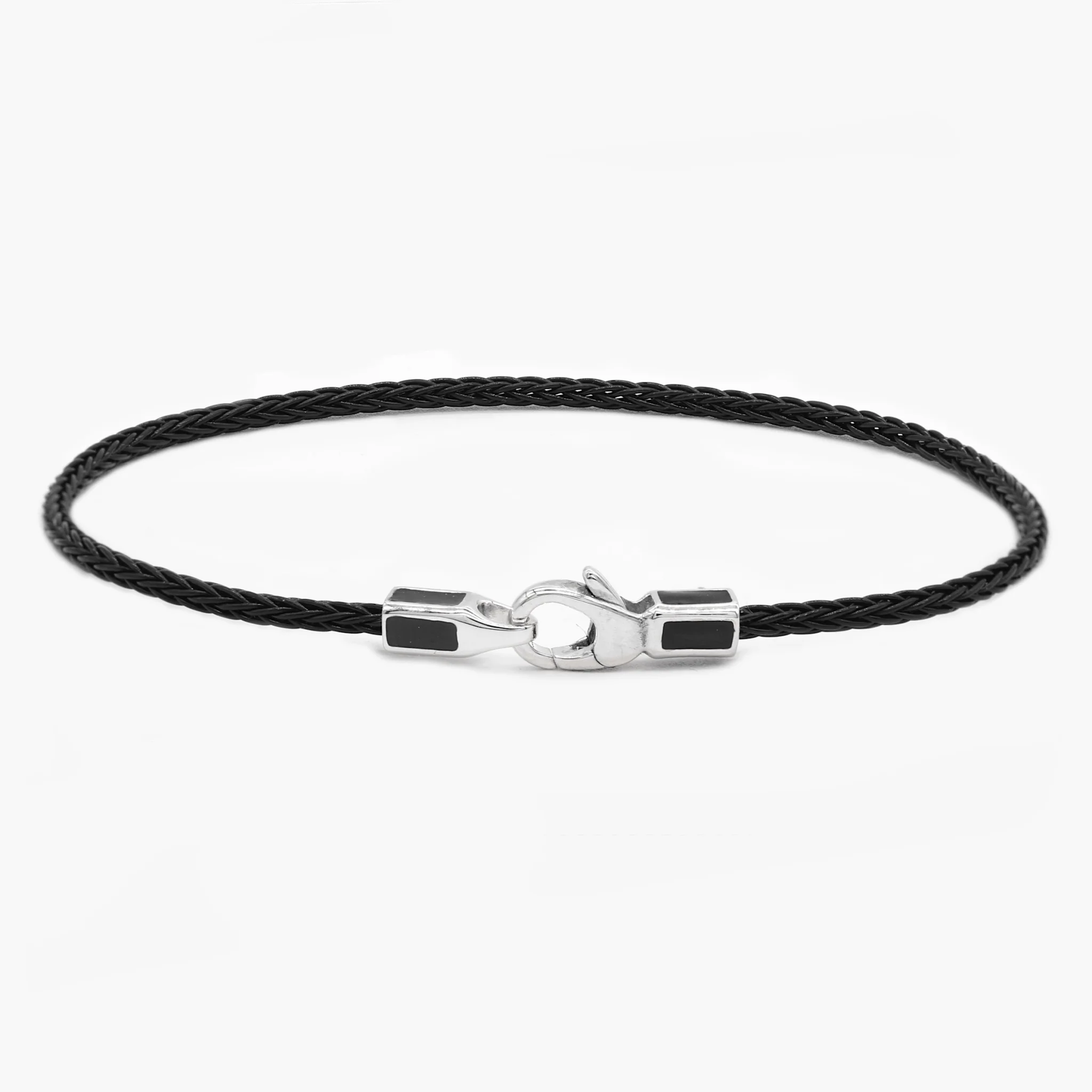 2mm Sailing Cable Bracelet With Sterling Silver Clasp (Black)