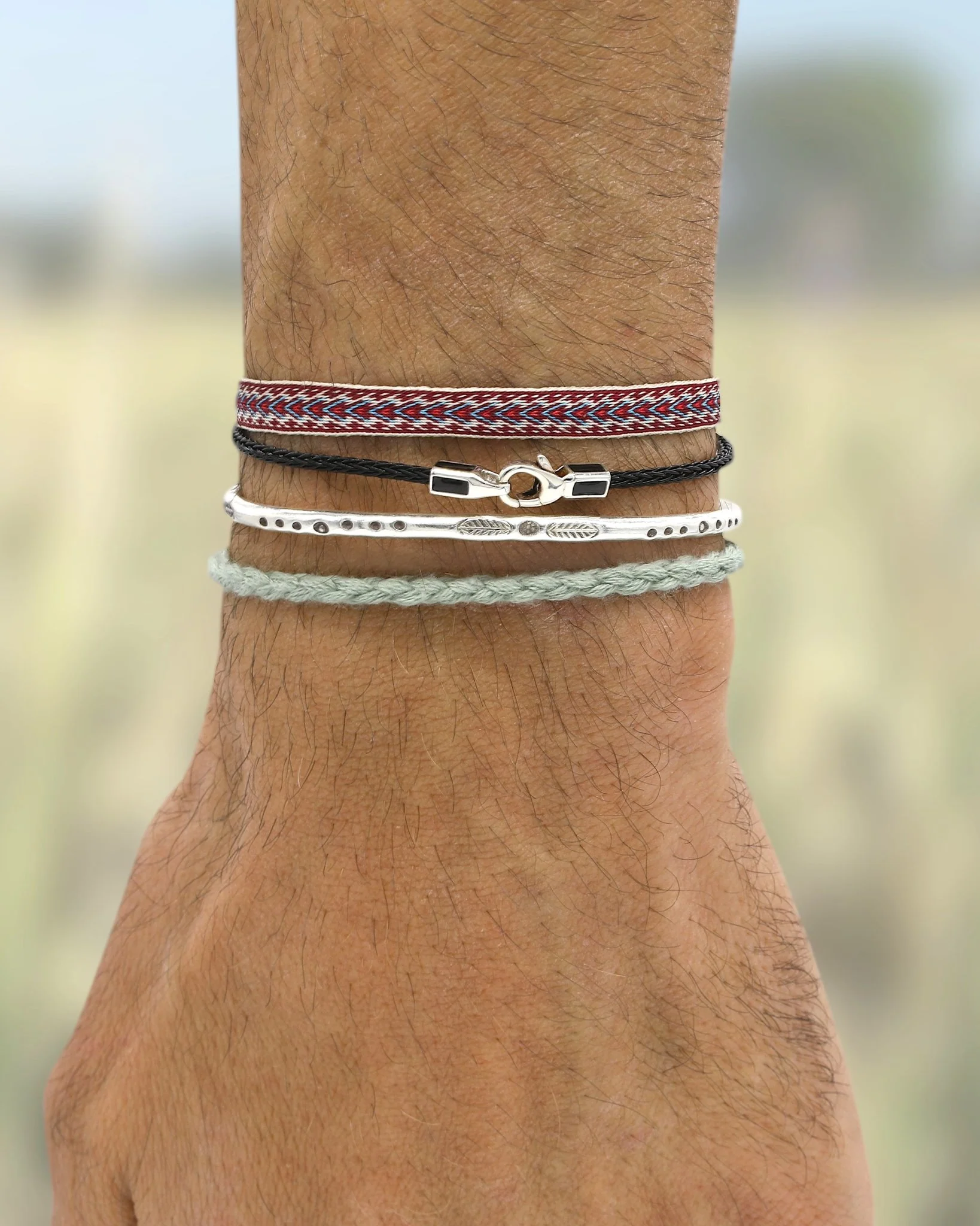 2mm Sailing Cable Bracelet With Sterling Silver Clasp (Black) - Image 2