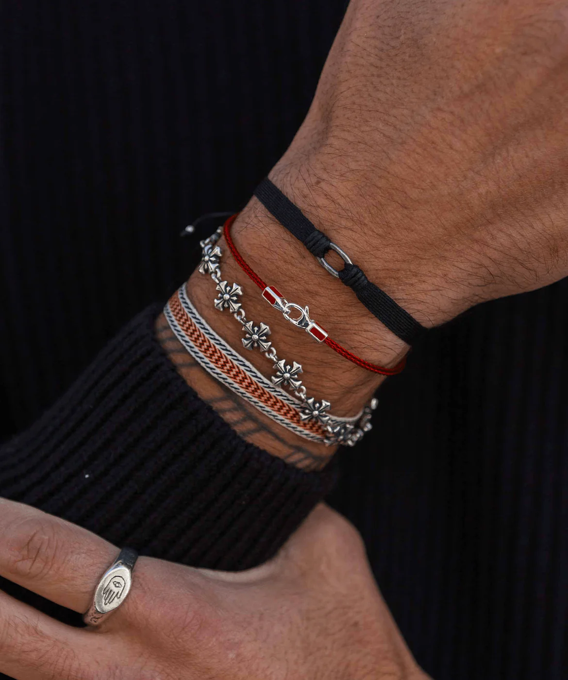 2mm Sailing Cable Bracelet With Sterling Silver Clasp (Red) - Image 3