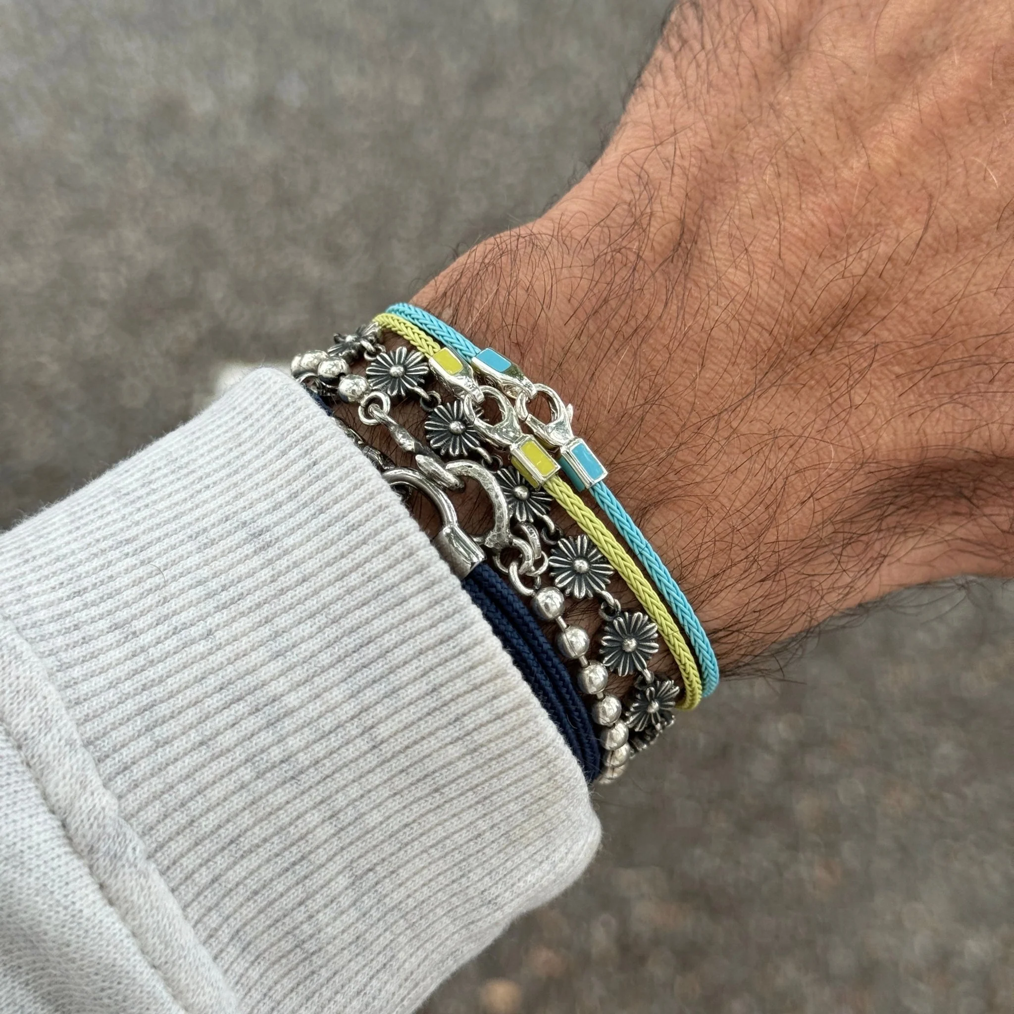 2mm Sailing Cable Bracelet With Sterling Silver Clasp (Santorini Blue) - Image 3