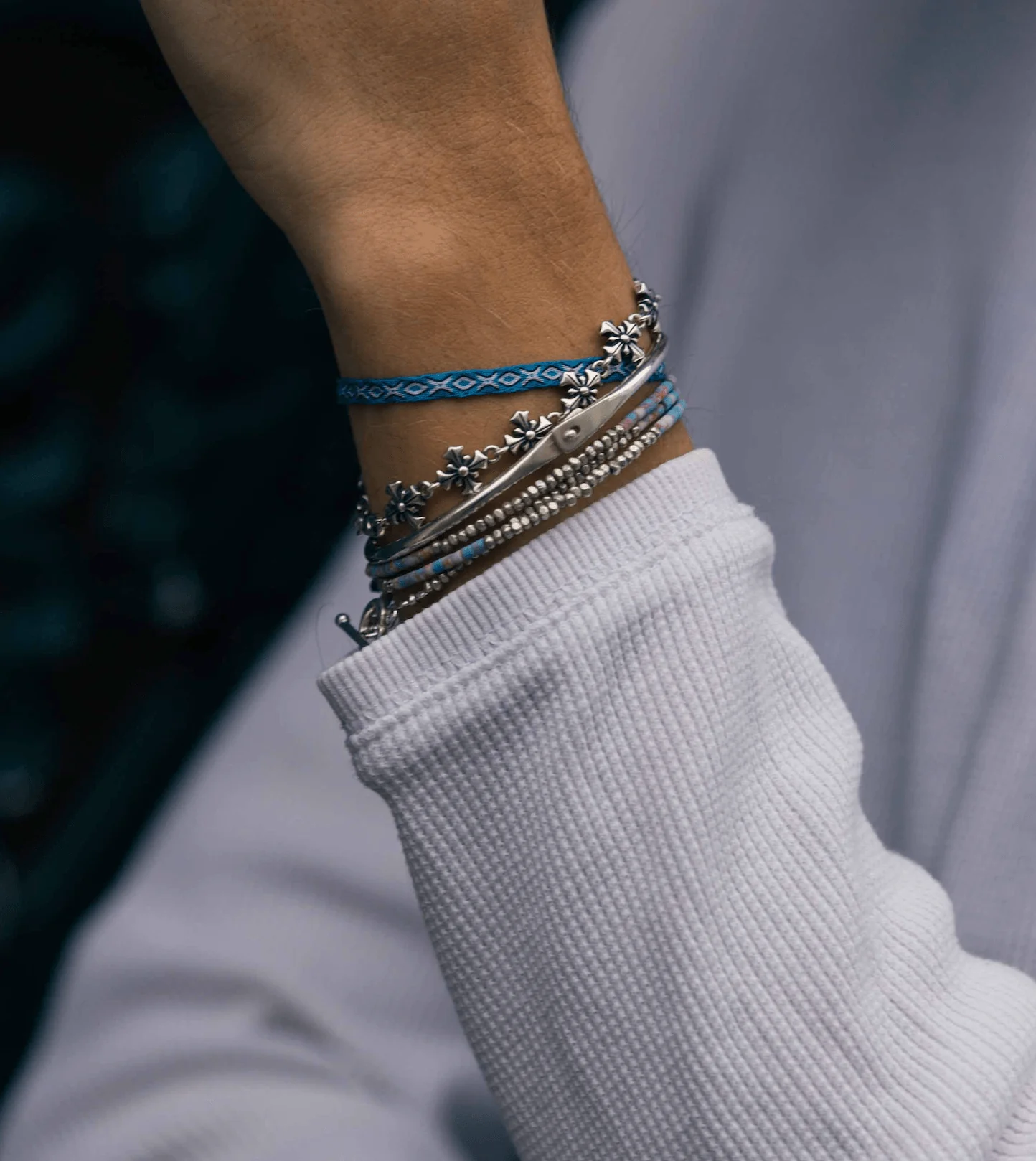 3 Laps Bracelet With Afghani And Sterling Silver Beads - Image 3