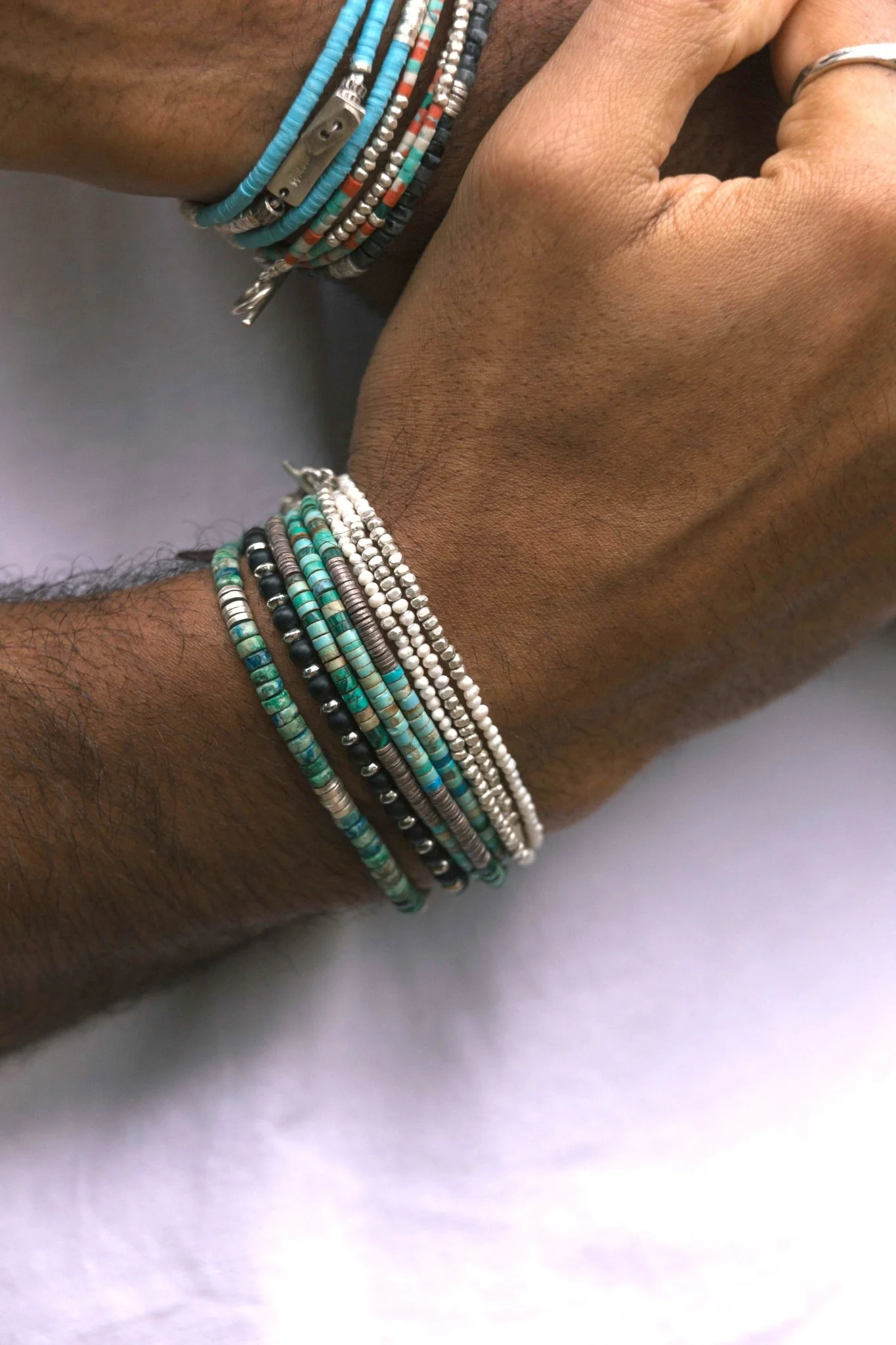 3 Laps Bracelet With Freshwater Pearls And Sterling Silver Beads - Image 4