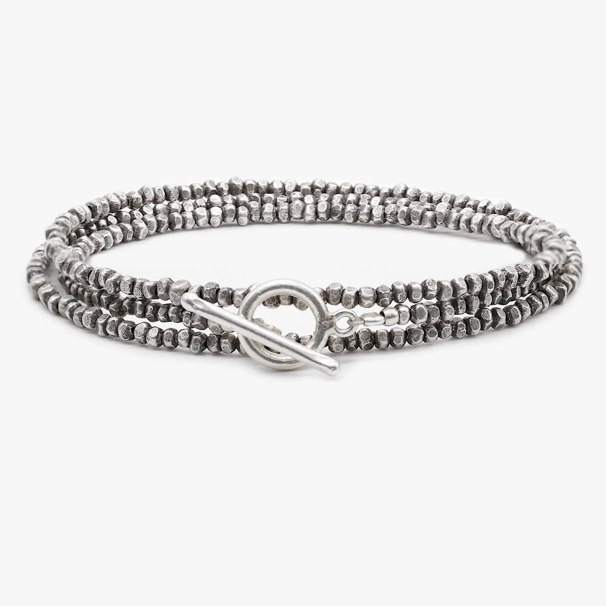 3 Laps Bracelet With Hand-Forged Silver Beads - Image 2