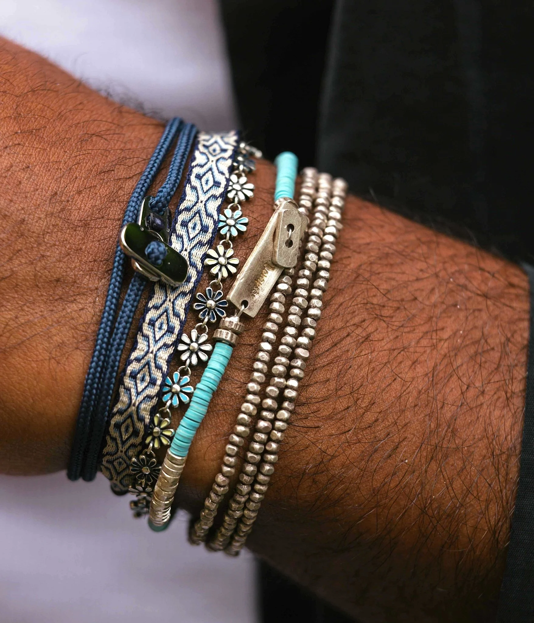 3 Laps Bracelet With Hand-Forged Silver Beads - Image 3