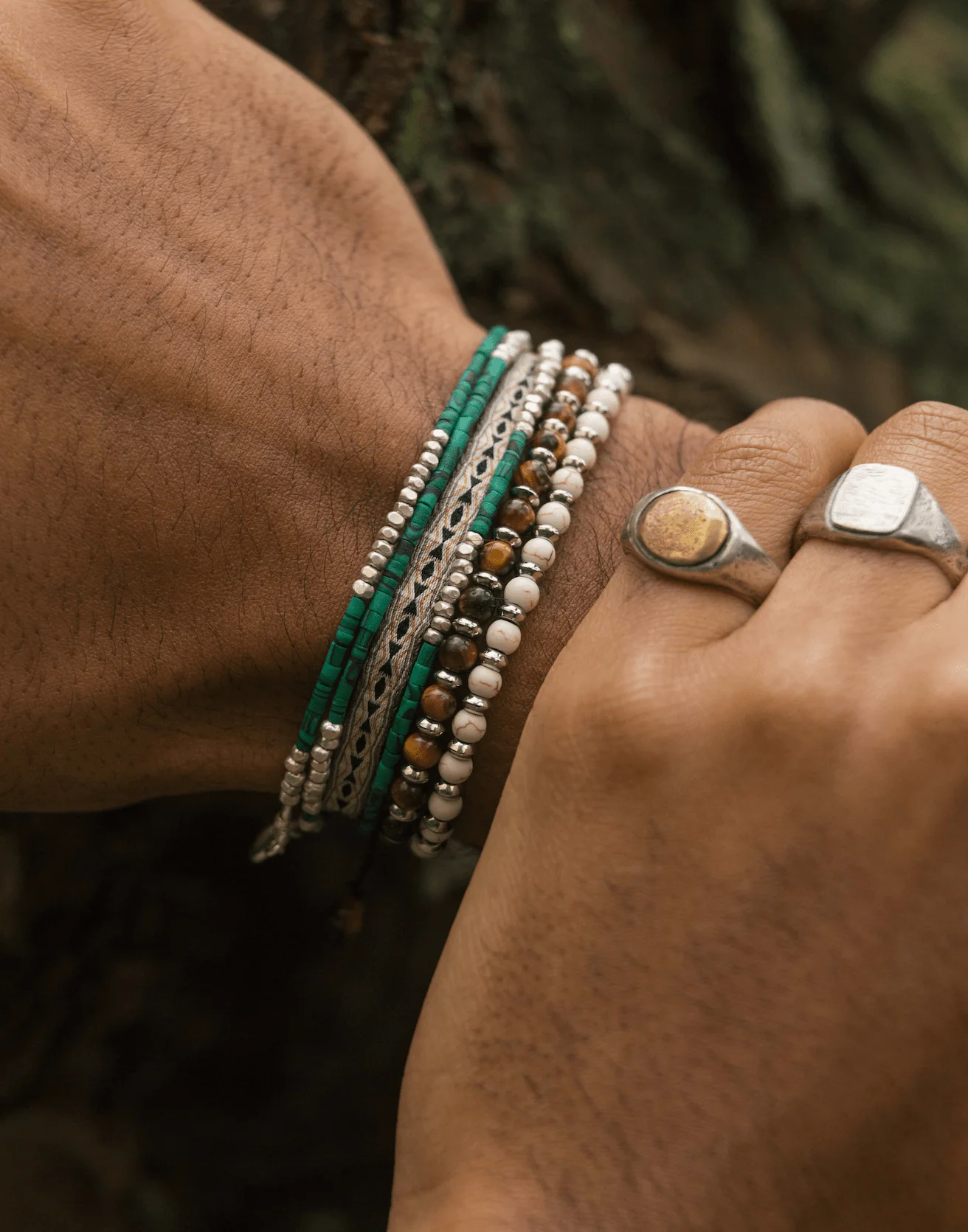 3 Laps Bracelet With Malachite And Sterling Silver Beads - Image 4