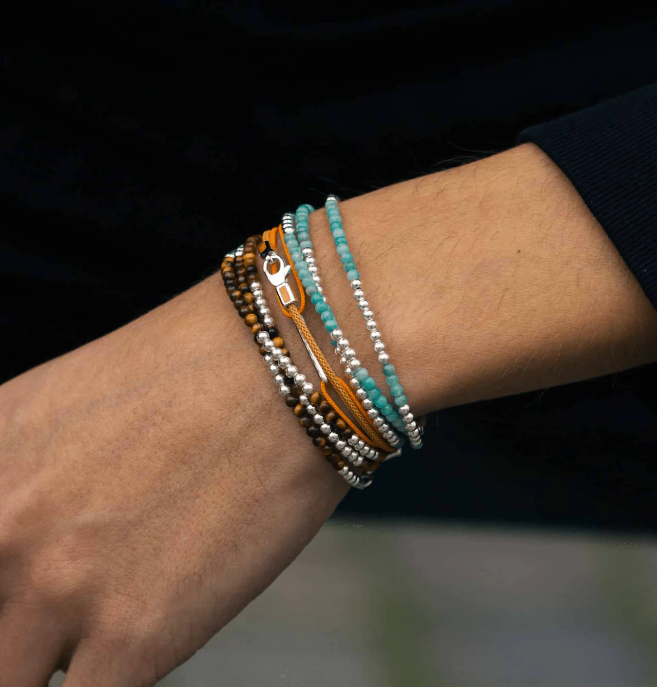 3 Laps Bracelet With Natural Tiger Eye And Sterling Silver Beads - Image 4