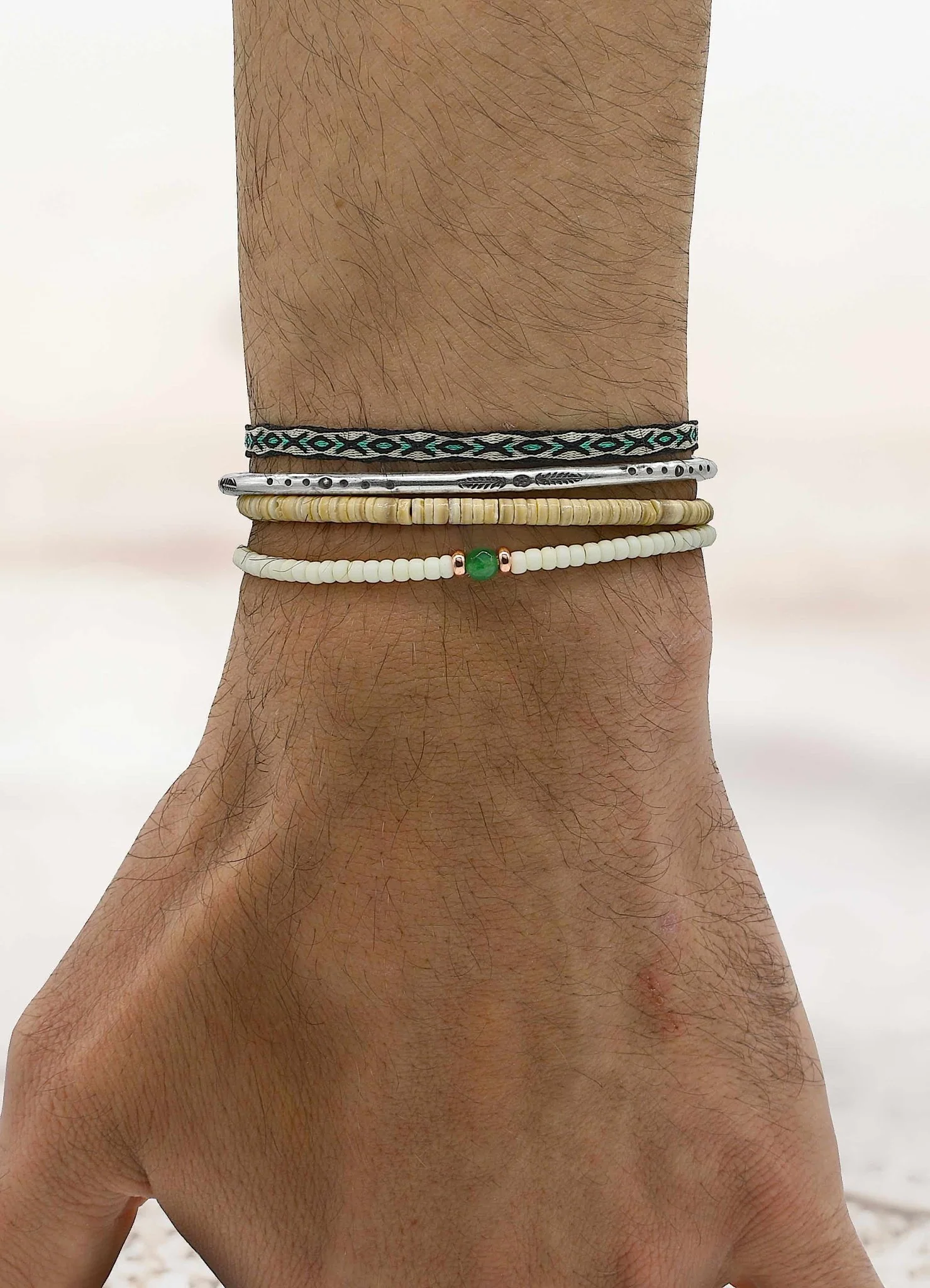 3mm Natural Sea Shell Beads Bracelet - Image 3