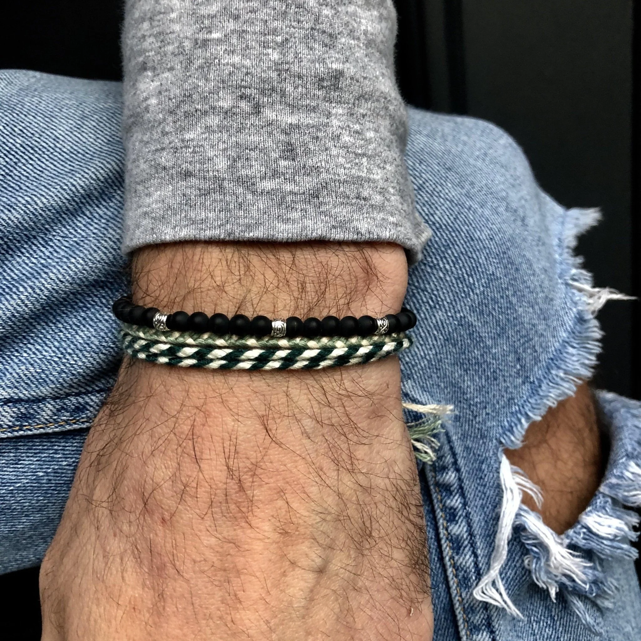 4mm "Macramé" Bracelet (Matte Onyx) - Image 4