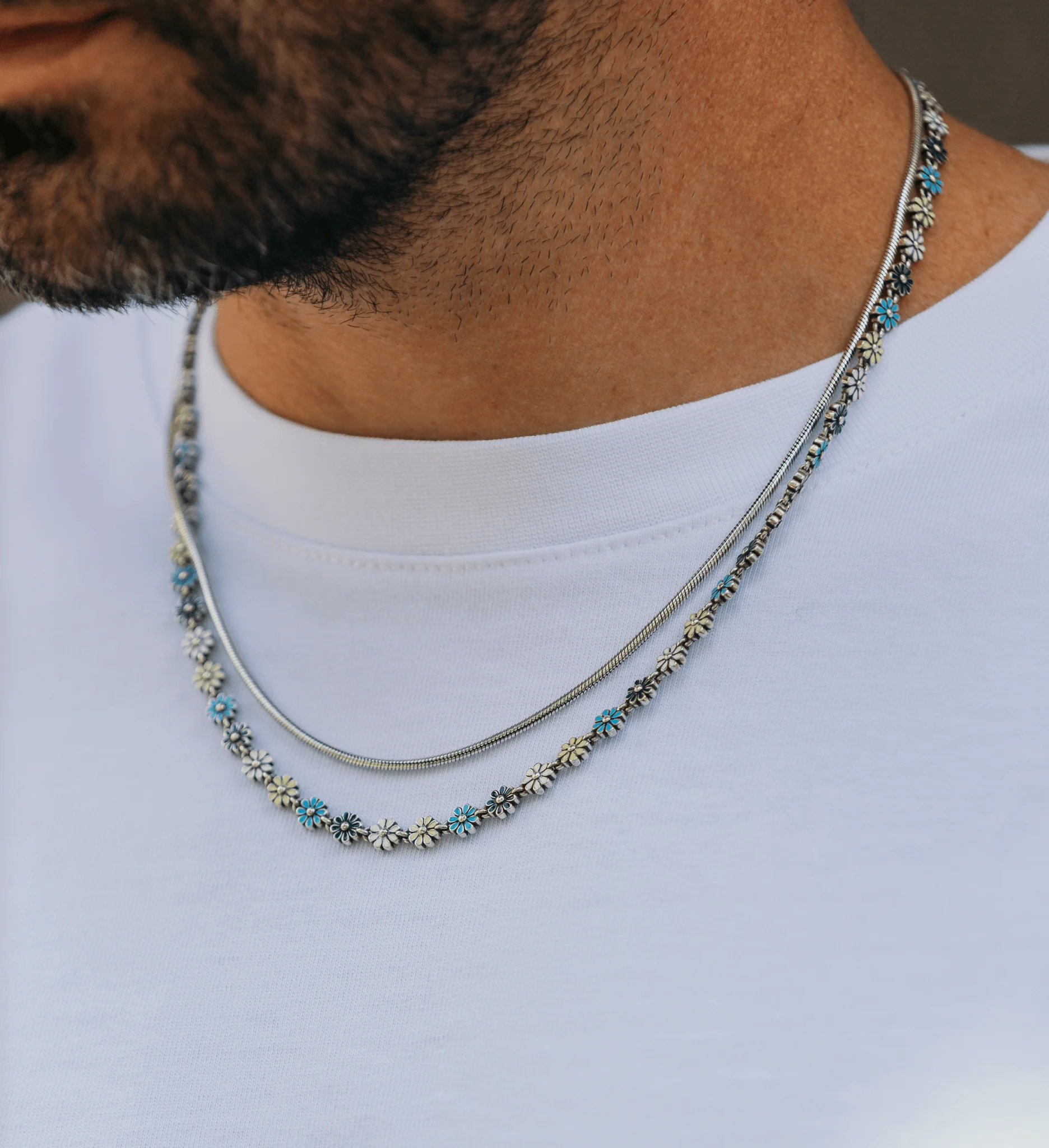 6mm Assorted Daisy Sterling Silver Necklace - Image 3