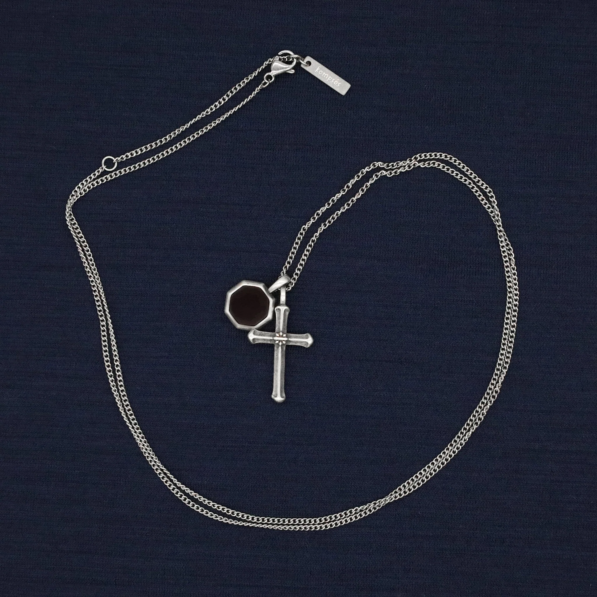 Antique Silver "Francis" Necklace (Matte  Onyx) - Image 2