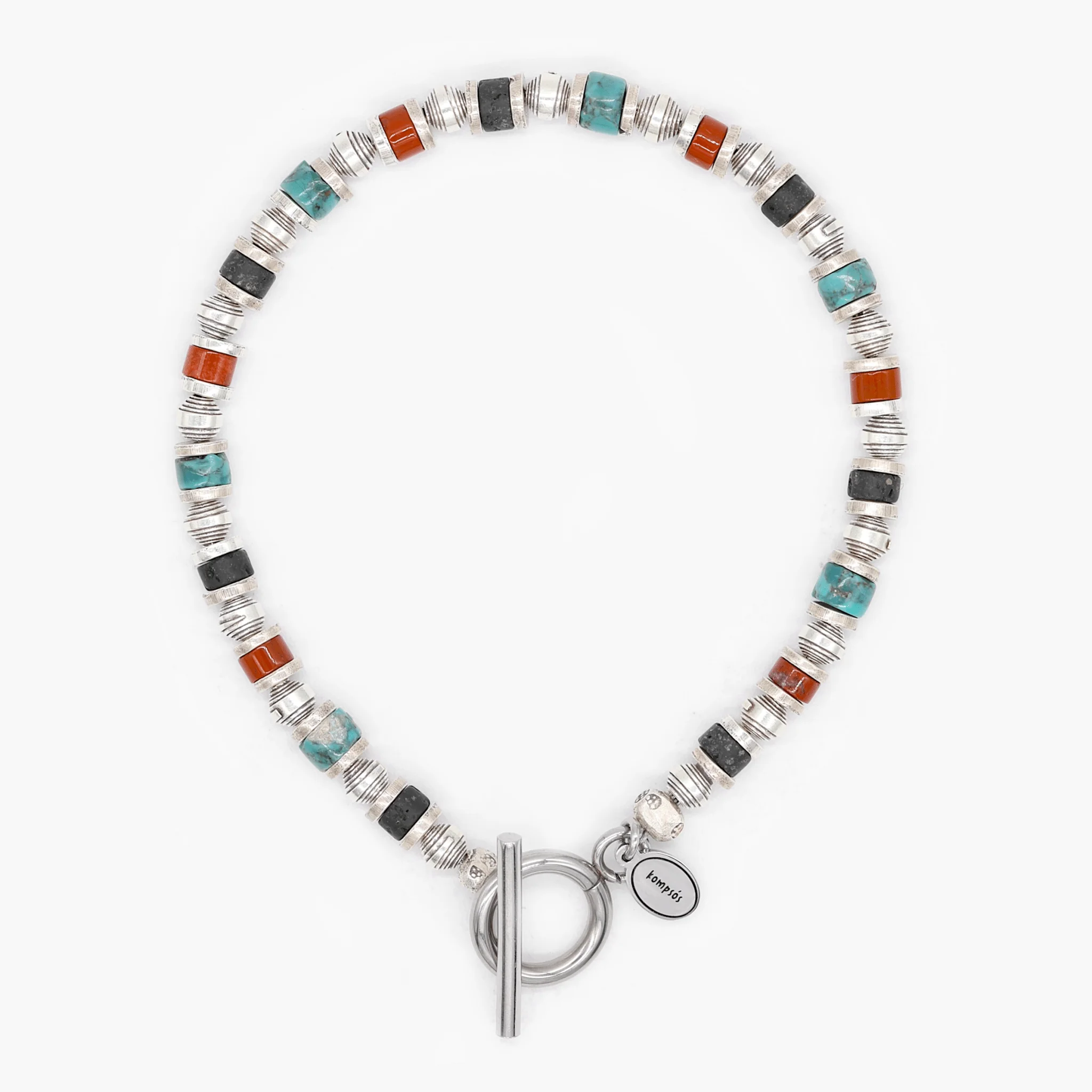 Bracelet With Hand-Forged Sterling Silver Beads And Natural Stones - Image 2