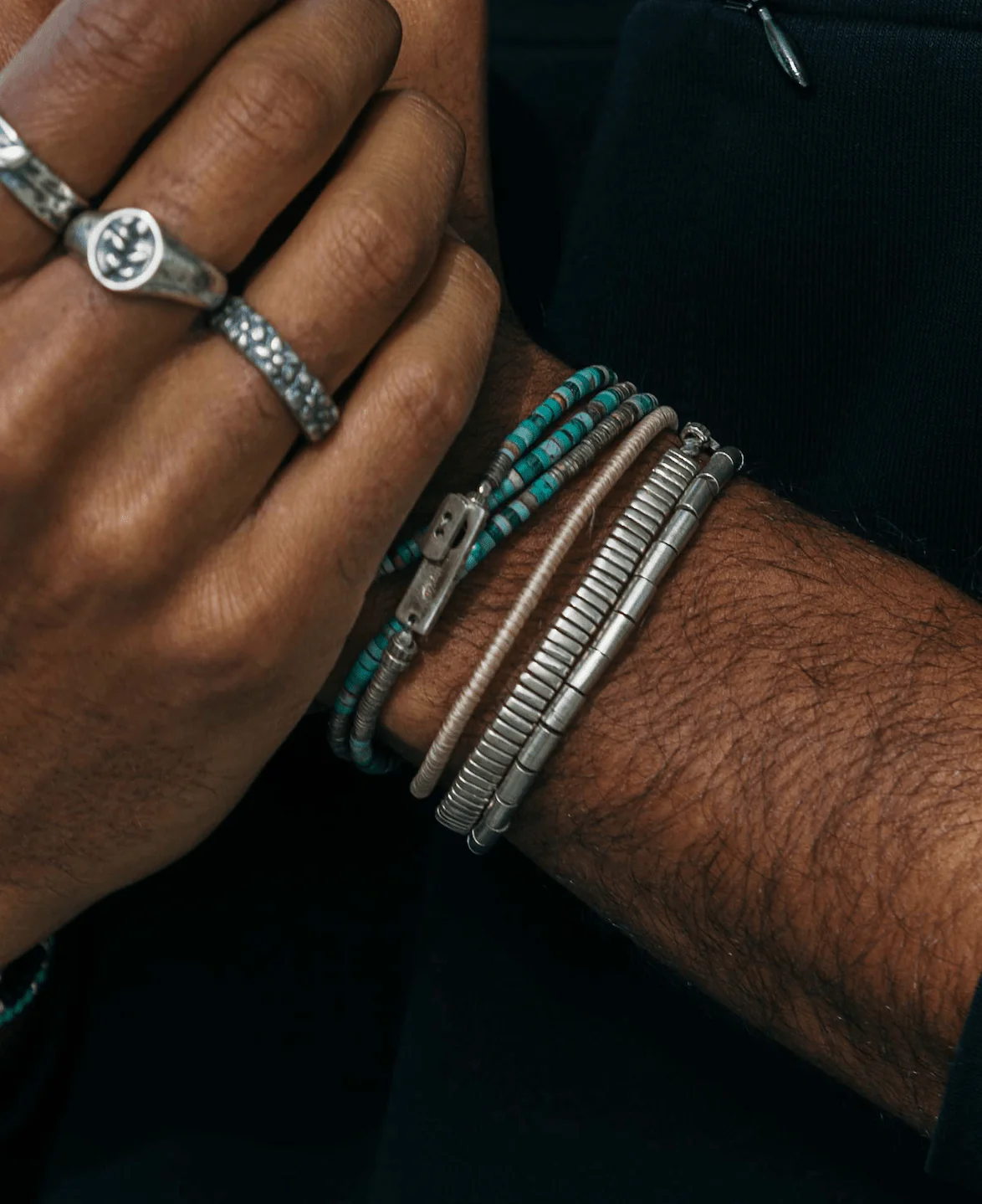 Bracelet With Hand-Forged Sterling Silver Tube Beads - Image 3