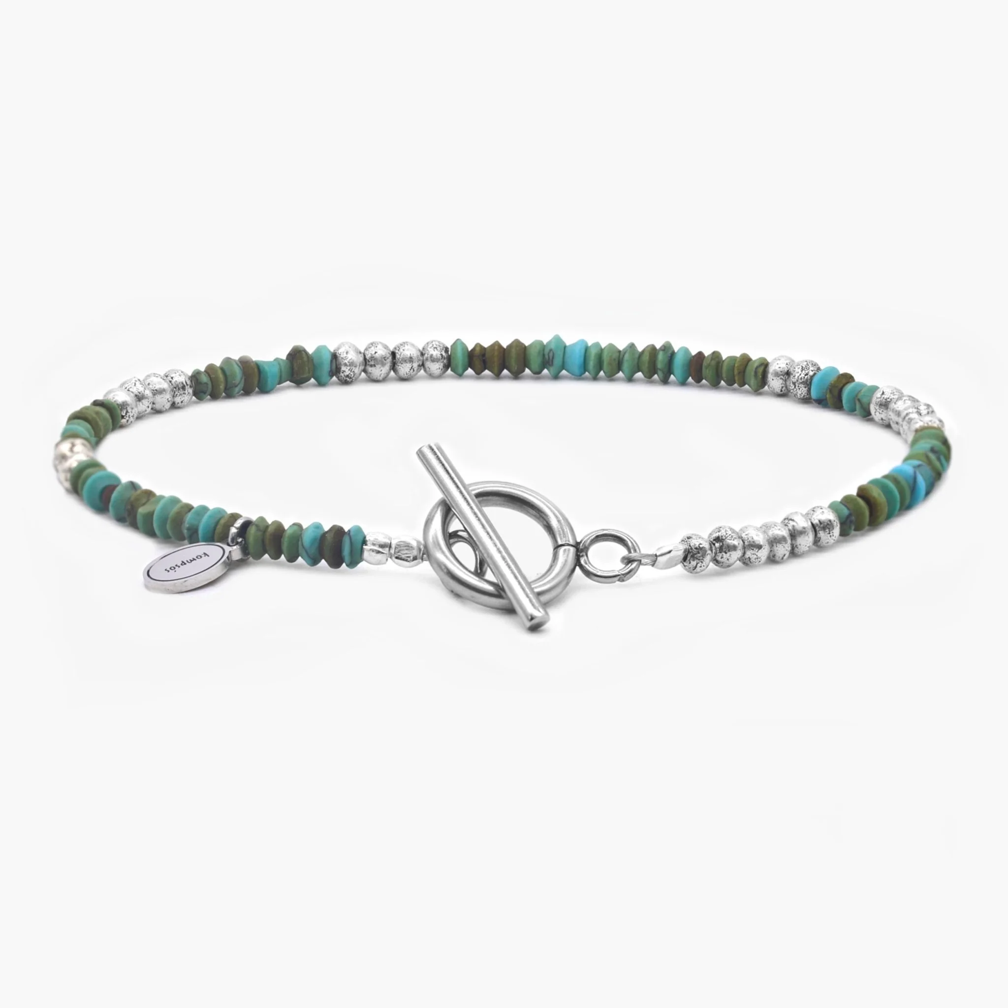 Bracelet With Sterling Silver And African Turquoise Beads