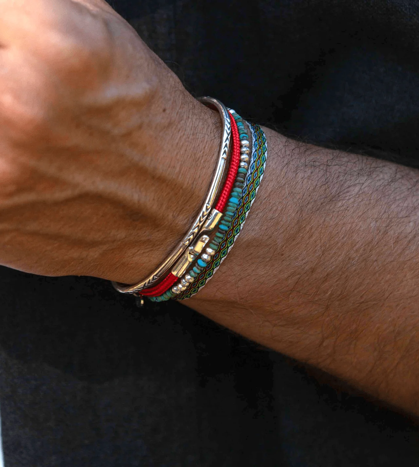 Bracelet With Sterling Silver And African Turquoise Beads - Image 2