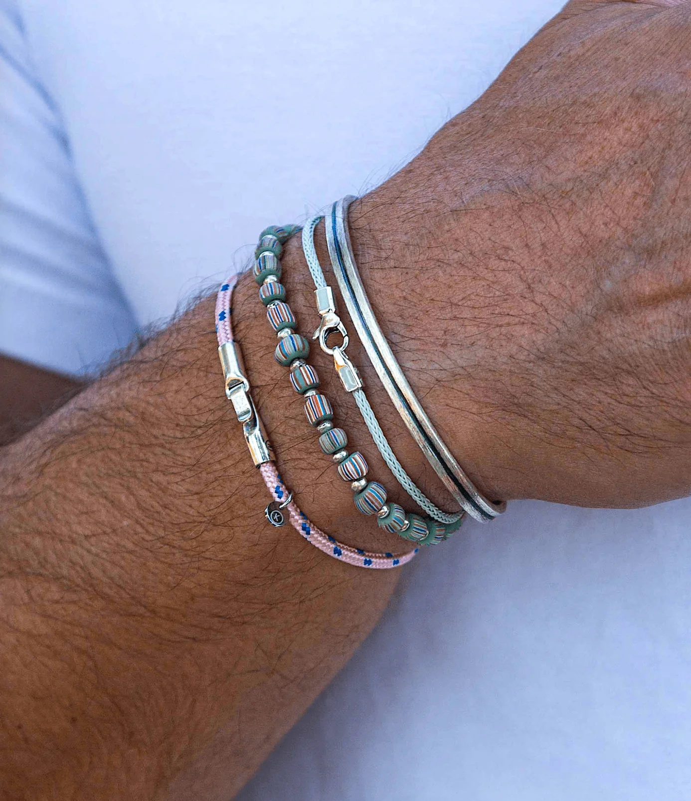 Bracelet With Sterling Silver And Recycled Balinese Glass Beads - Image 2