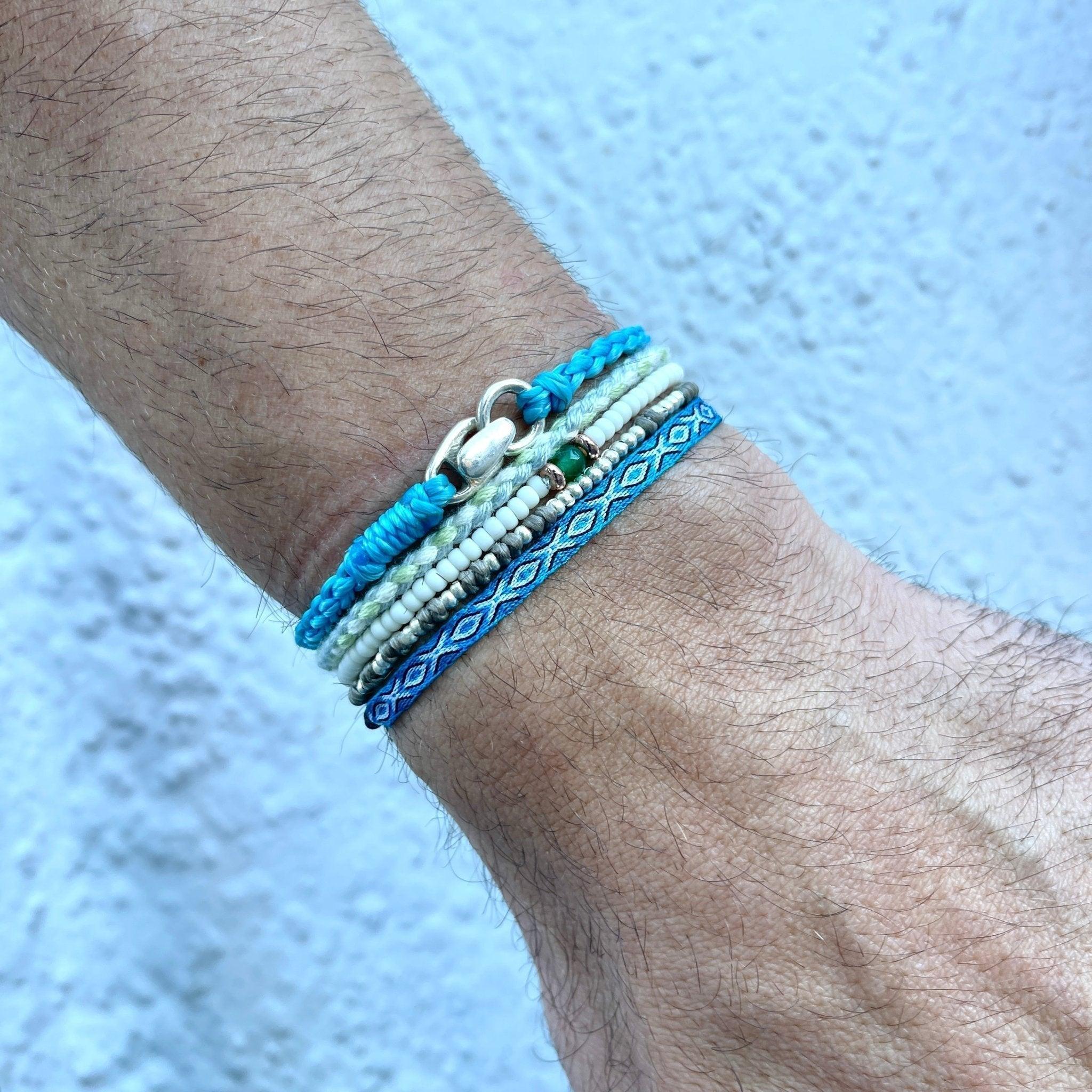 Braided "Antibes" Bracelets With Silver Clasp (Red) - Image 4