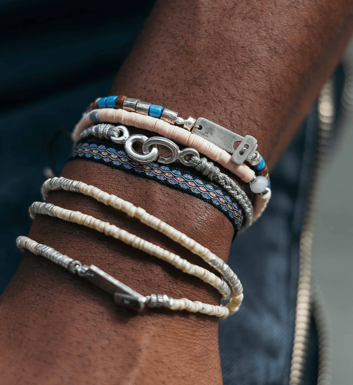 Braided Bracelet With Sterling Silver Links (Grey) - Image 5