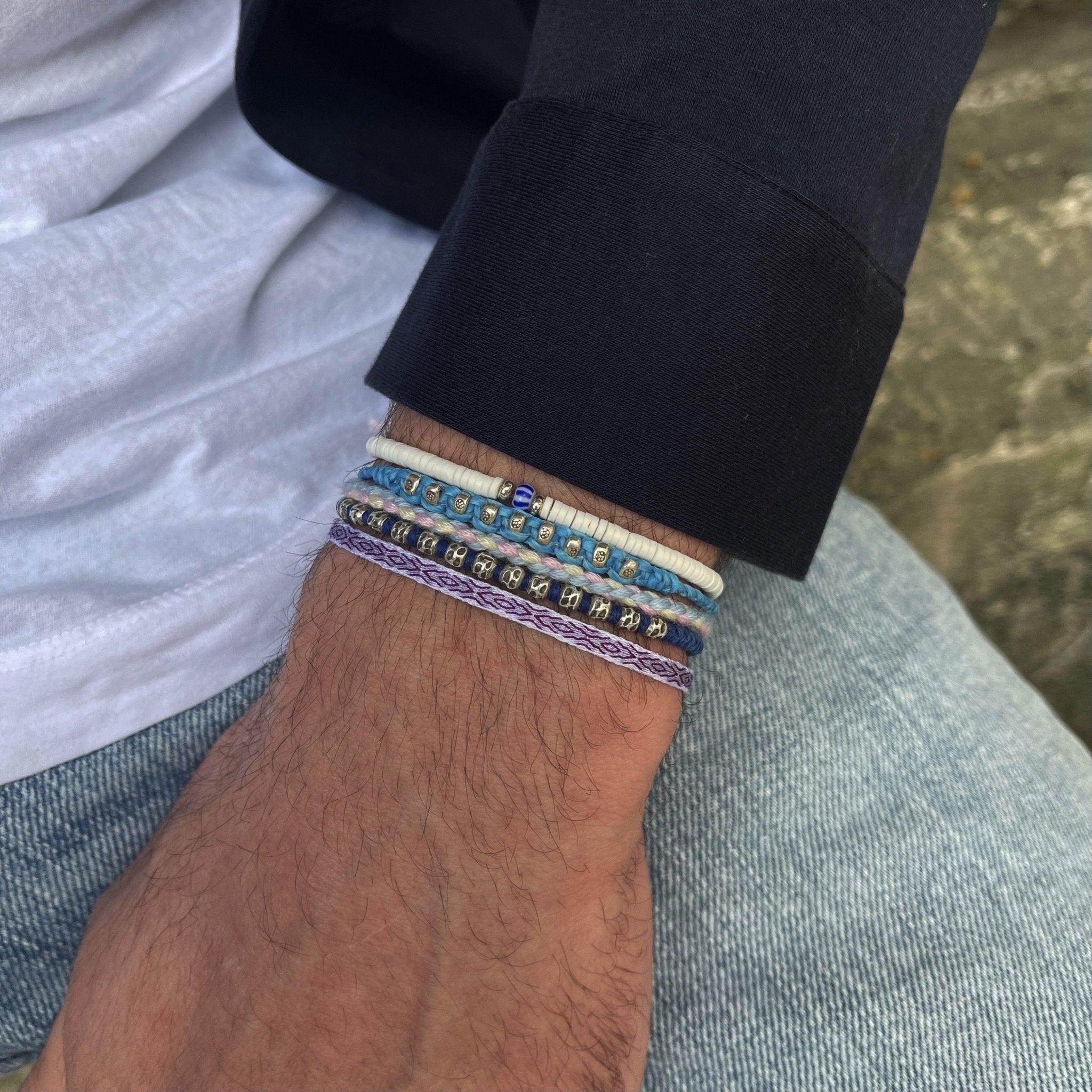 Braided "Kamasan" Silver Bracelet (Blue) - Image 5