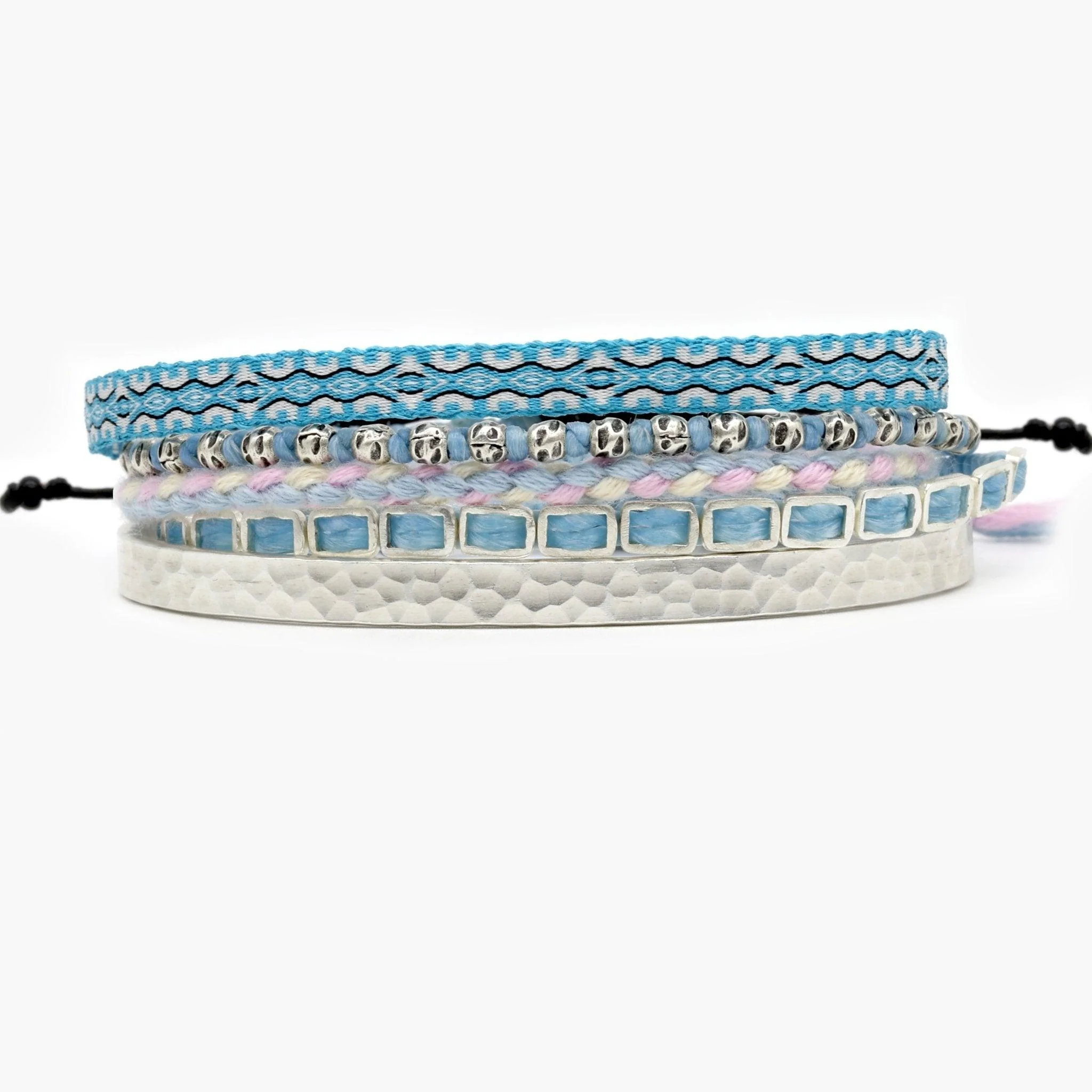 Braided "Kamasan" Silver Bracelet (Light Blue) - Image 4