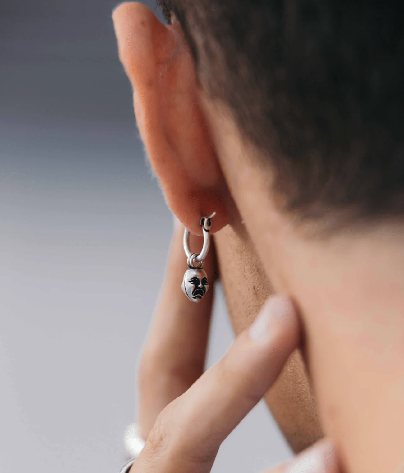 Comedy And Tragedy Sterling Silver Earring - Image 3
