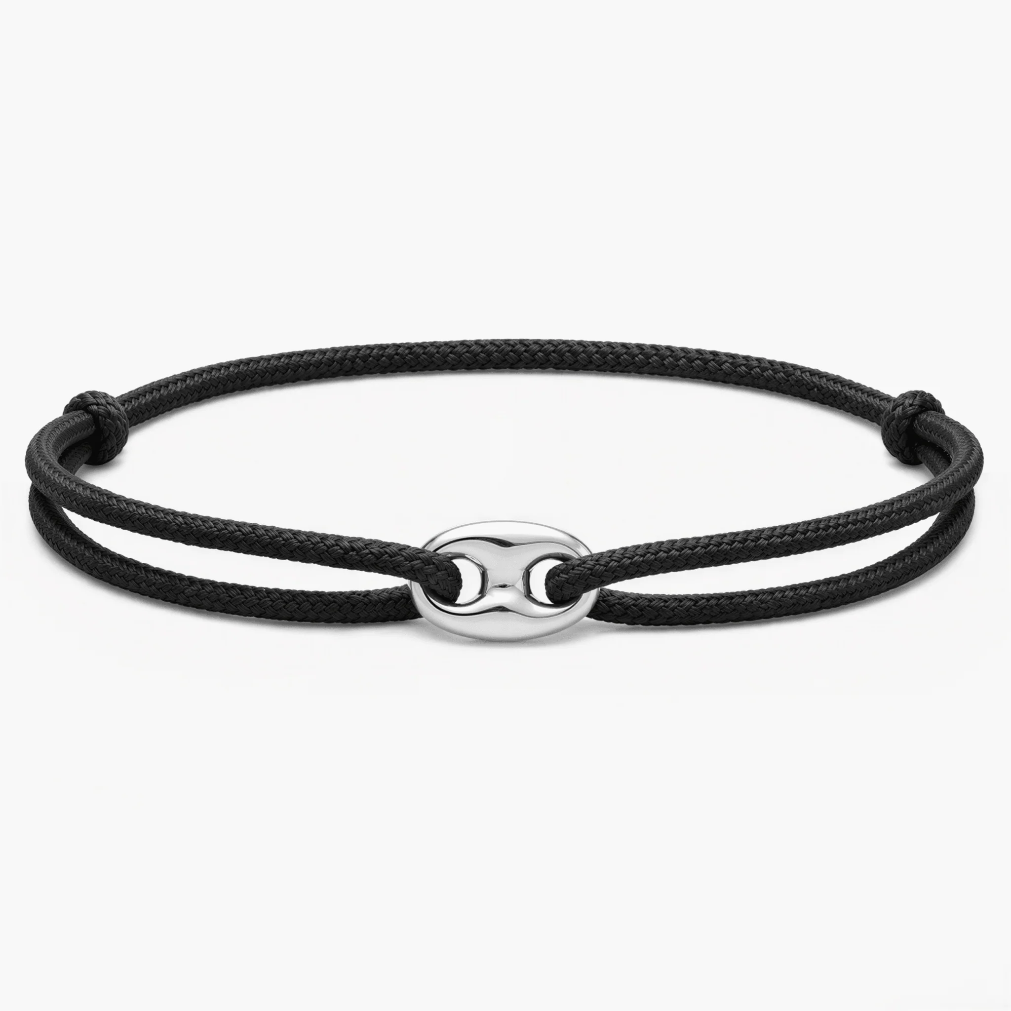 Cord Bracelet With Silver Charm (Black)