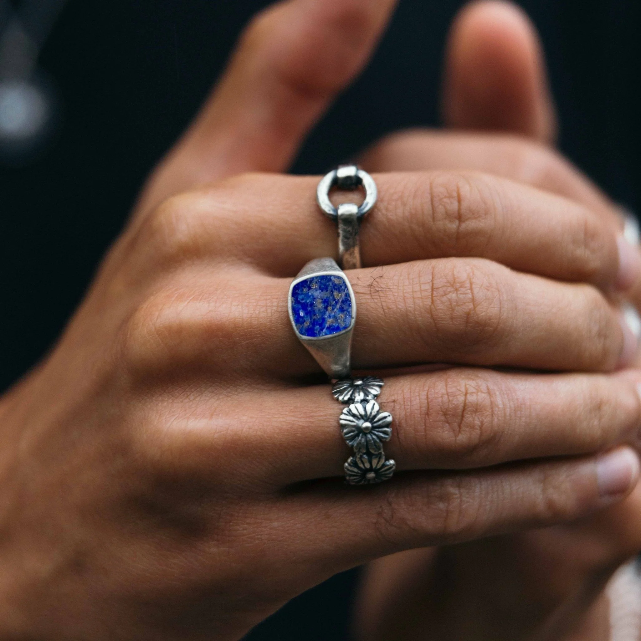 Cushion Signet Ring With Lapis Lazuli Stone - Image 3
