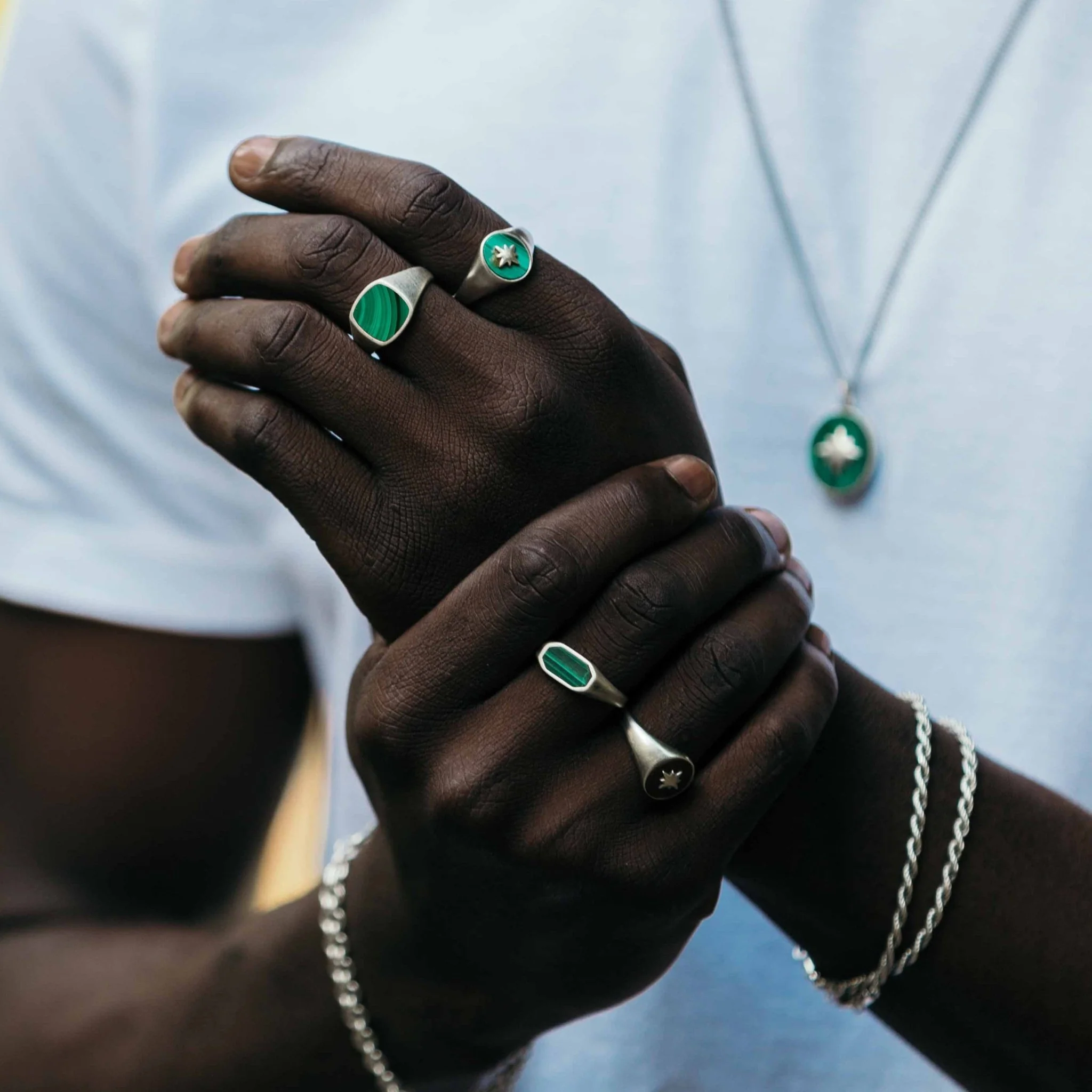 Cushion Signet Ring With Malachite Stone - Image 3