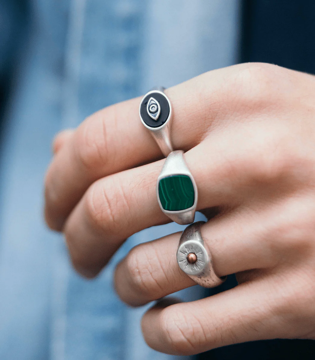 Cushion Signet Ring With Malachite Stone - Image 5