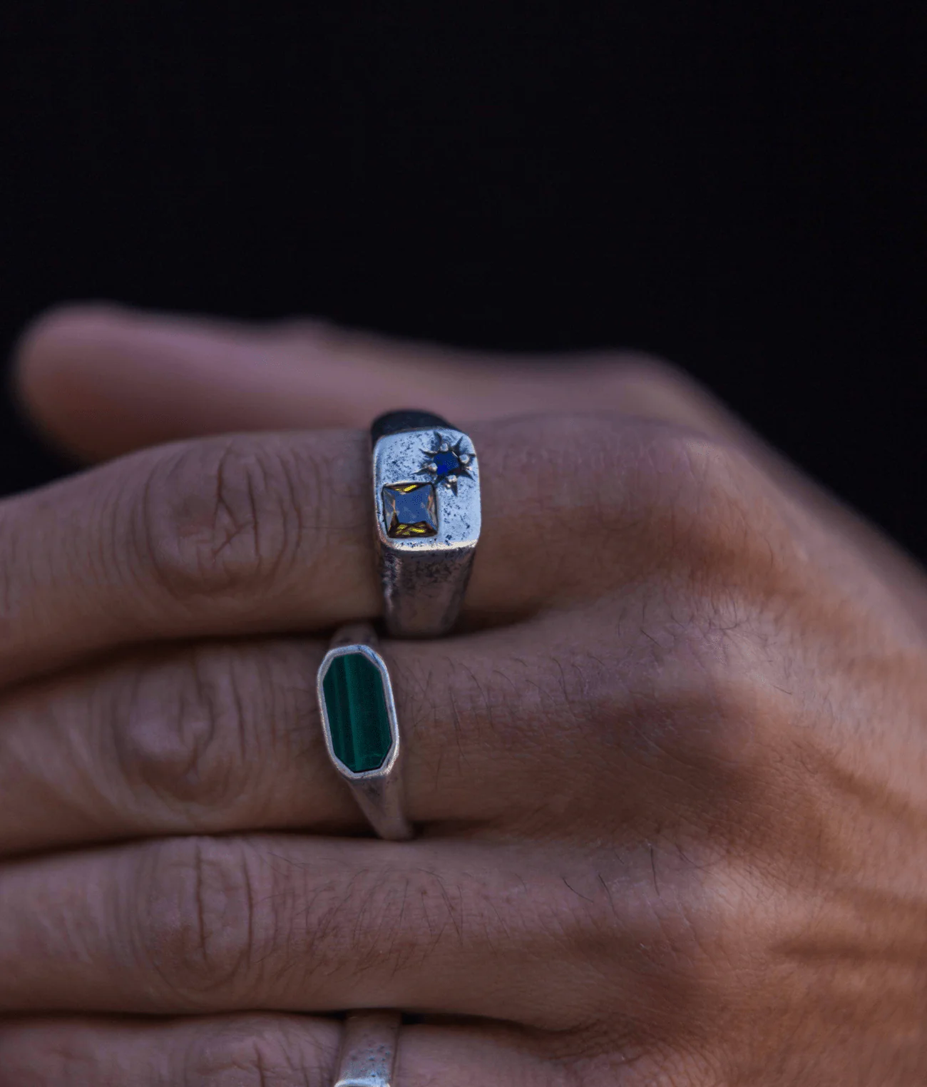 Double Gemstone Sterling Silver Ring - Image 4