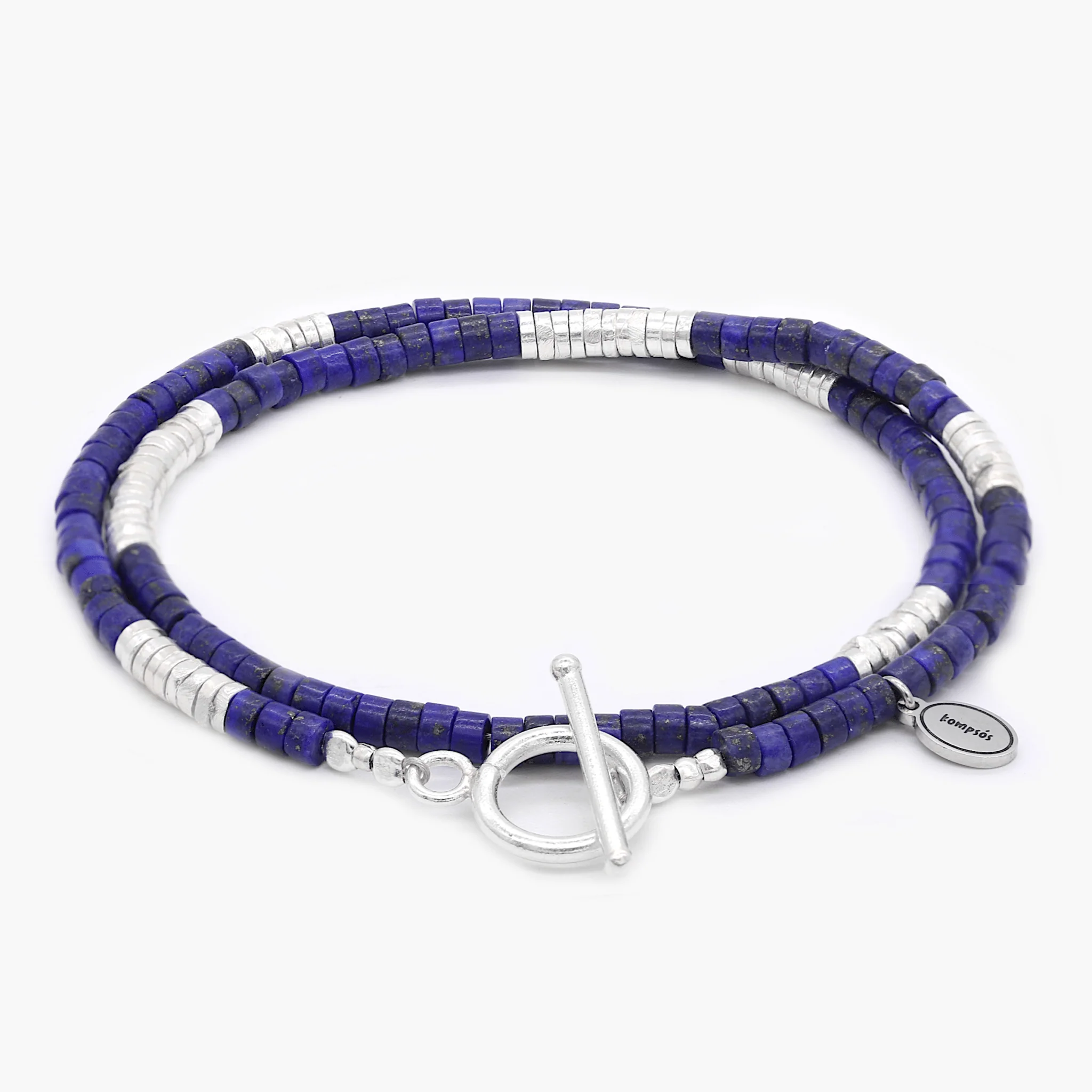 Double Laps Bracelet With Sterling Silver And Lapis Beads - Image 2