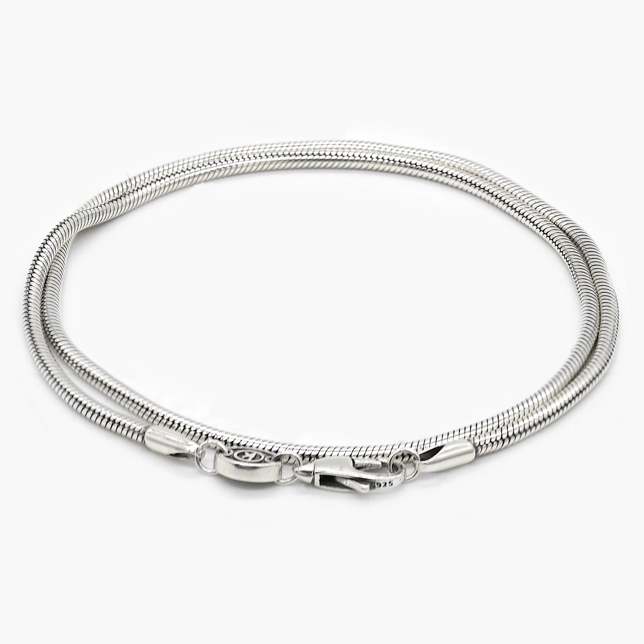 Double Laps Snake Sterling Silver Chain Bracelet - Image 2