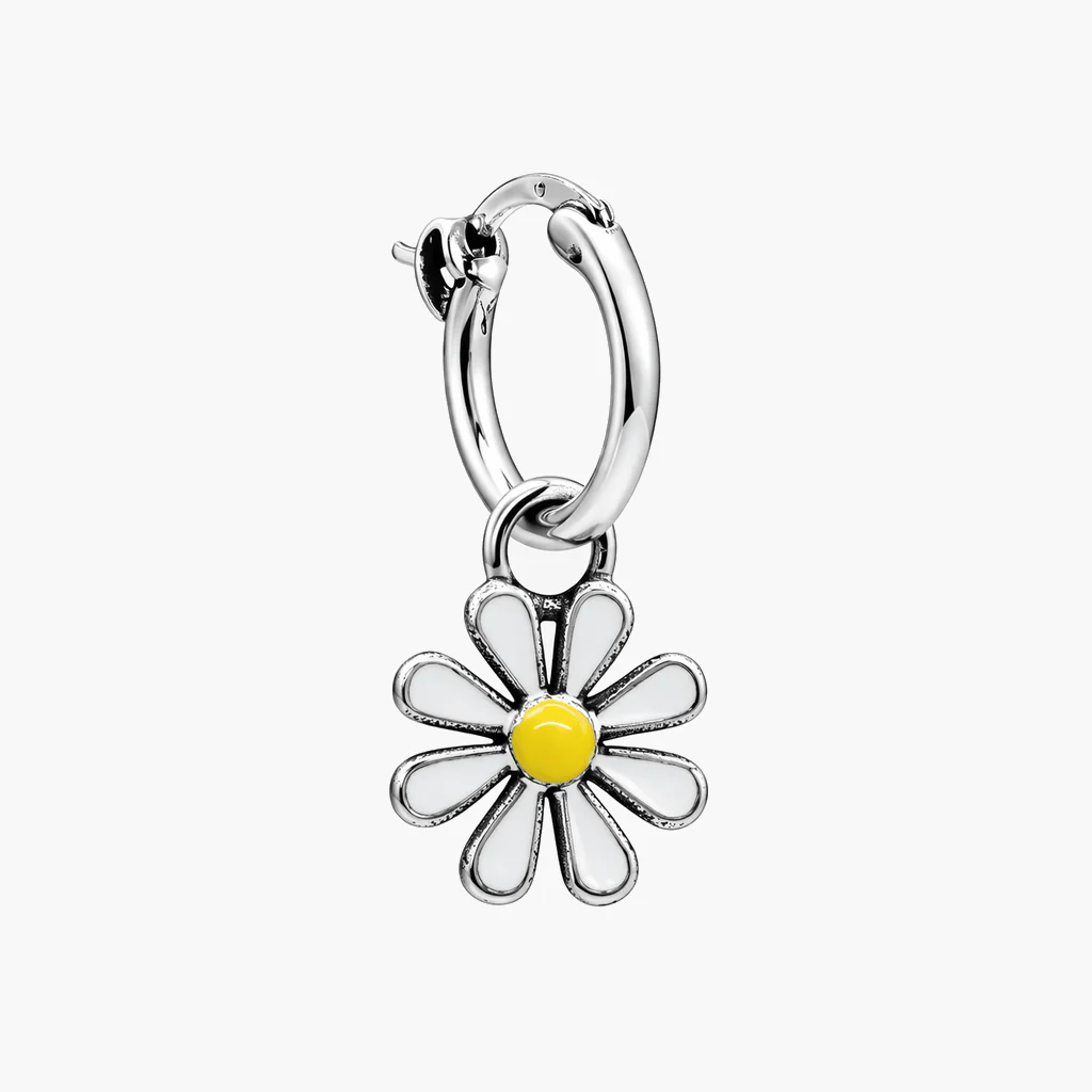 Enamelled Daisy Sterling Silver Earring