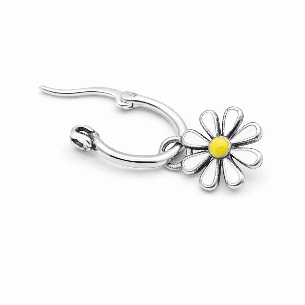 Enamelled Daisy Sterling Silver Earring - Image 3