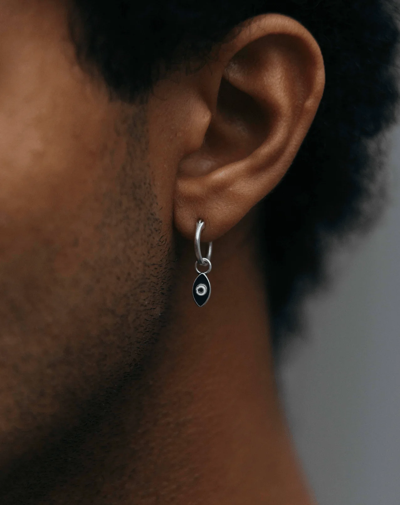 Enamelled Evil Eye Sterling Silver Earring - Image 3