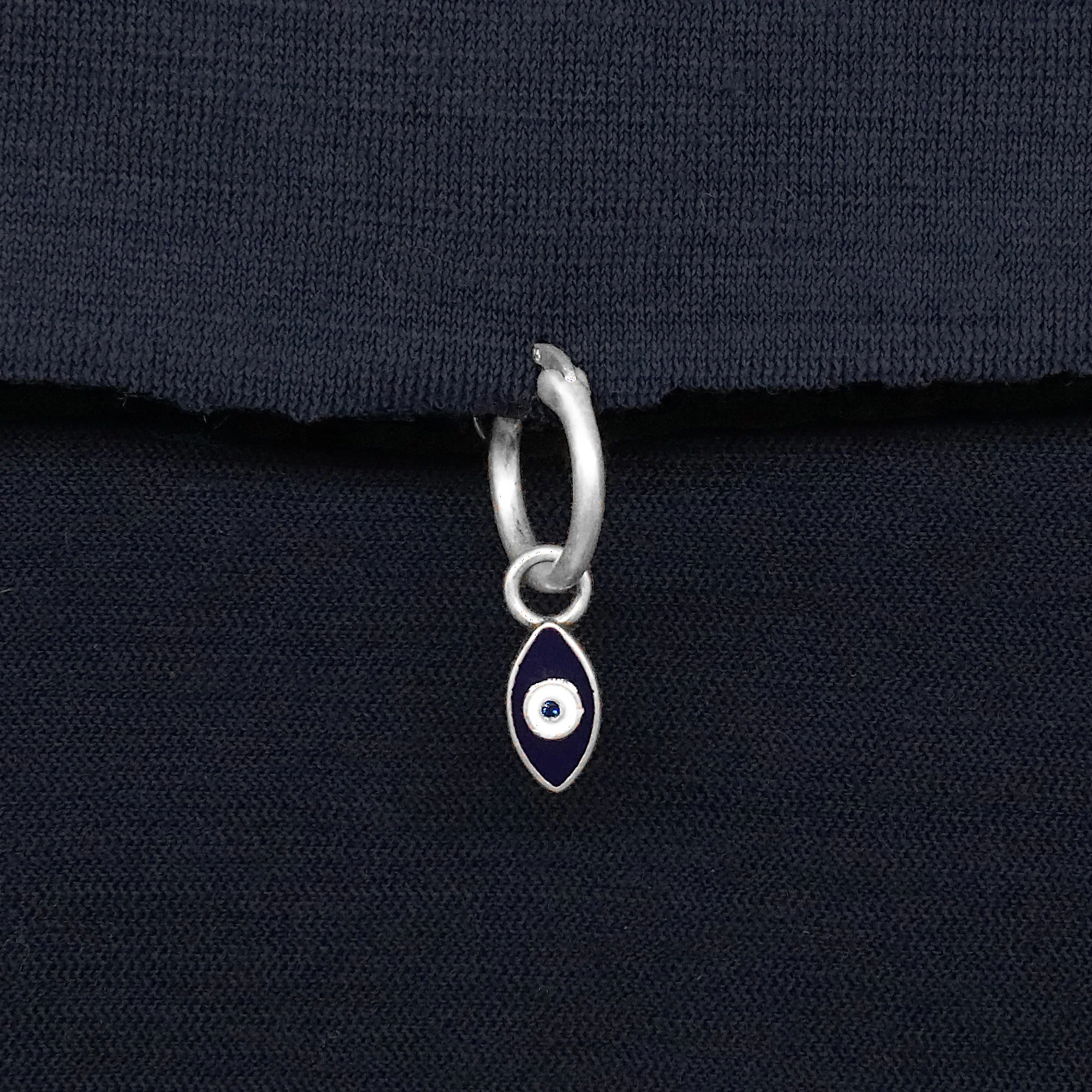 Enamelled Evil Eye Sterling Silver Earring - Image 5