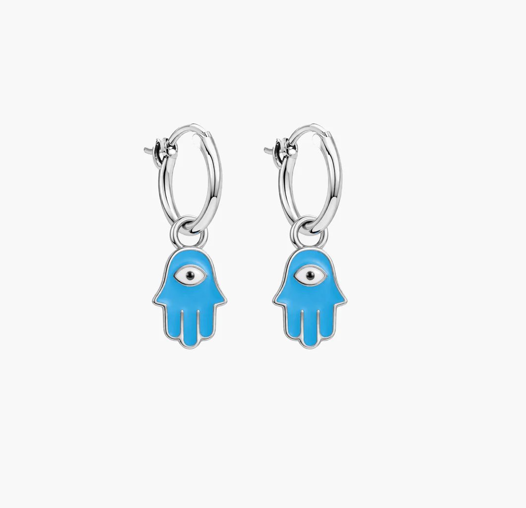 Enamelled Hamsa Sterling Silver Earring - Image 3