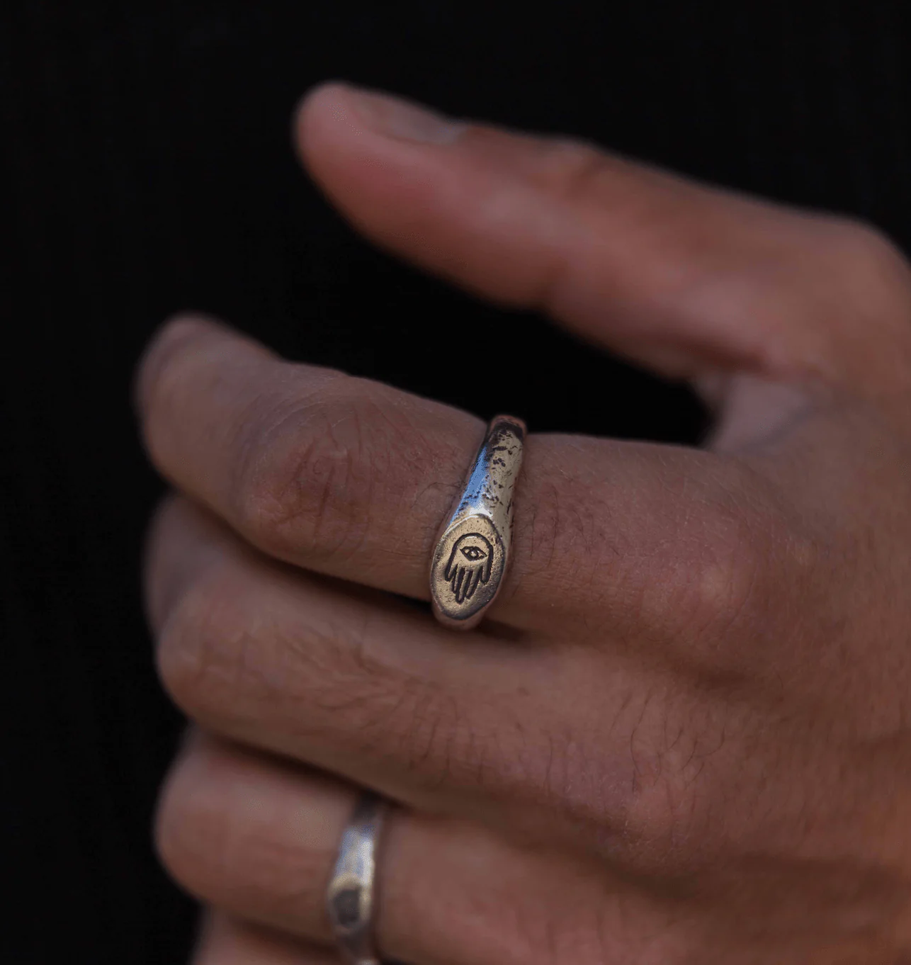 Engraved Hand With Eye Sterling Silver Ring - Image 3