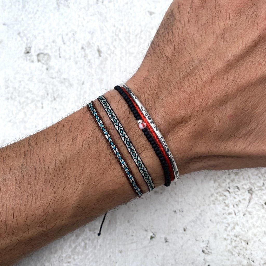 Ethnic "Aztec" Silver Bangle - Image 5