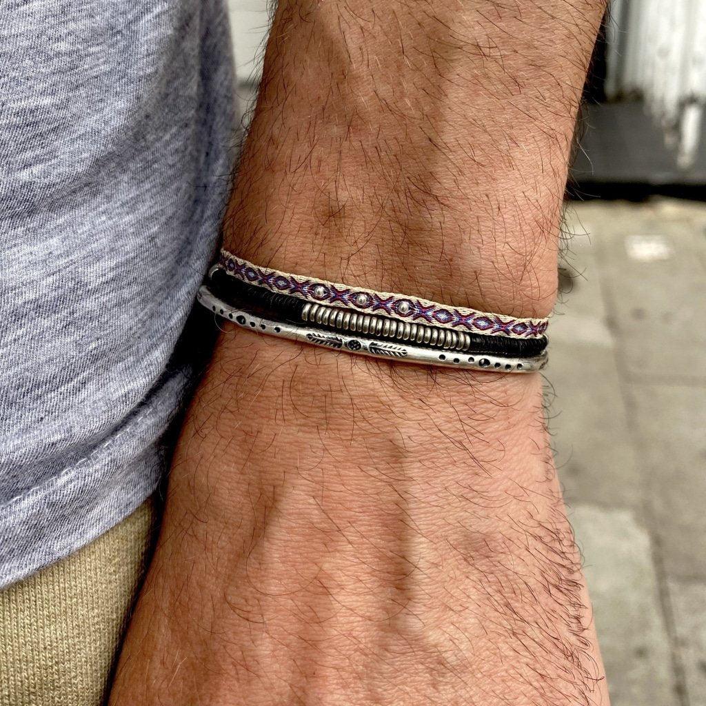 Ethnic "Aztec" Silver Bangle - Image 6