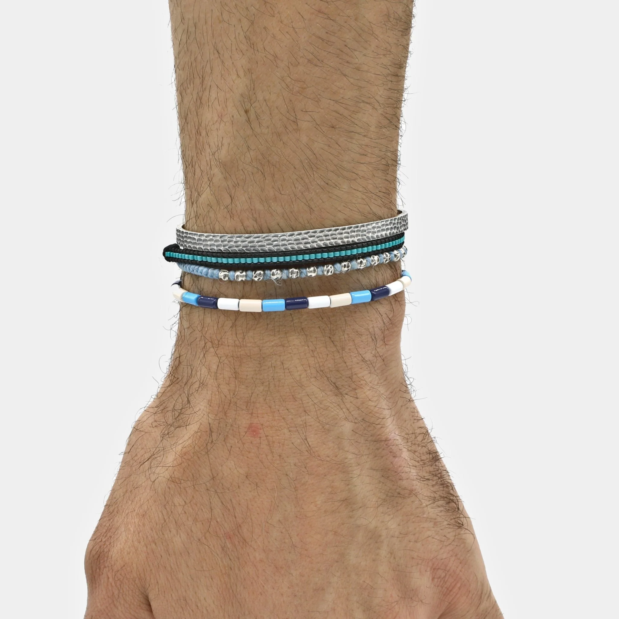 Hammered Silver Bangle With Oxidised Finish - Image 3
