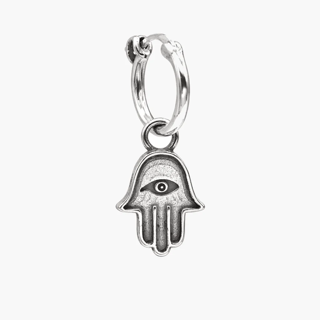 Hamsa With Eye Sterling Silver Earring