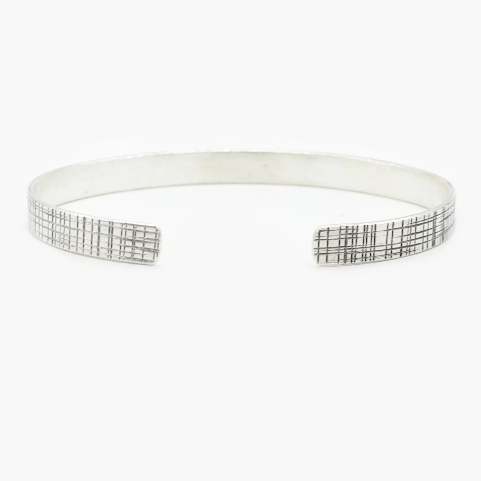 Hand-Forged Linear Sterling Silver Bangle - Image 2