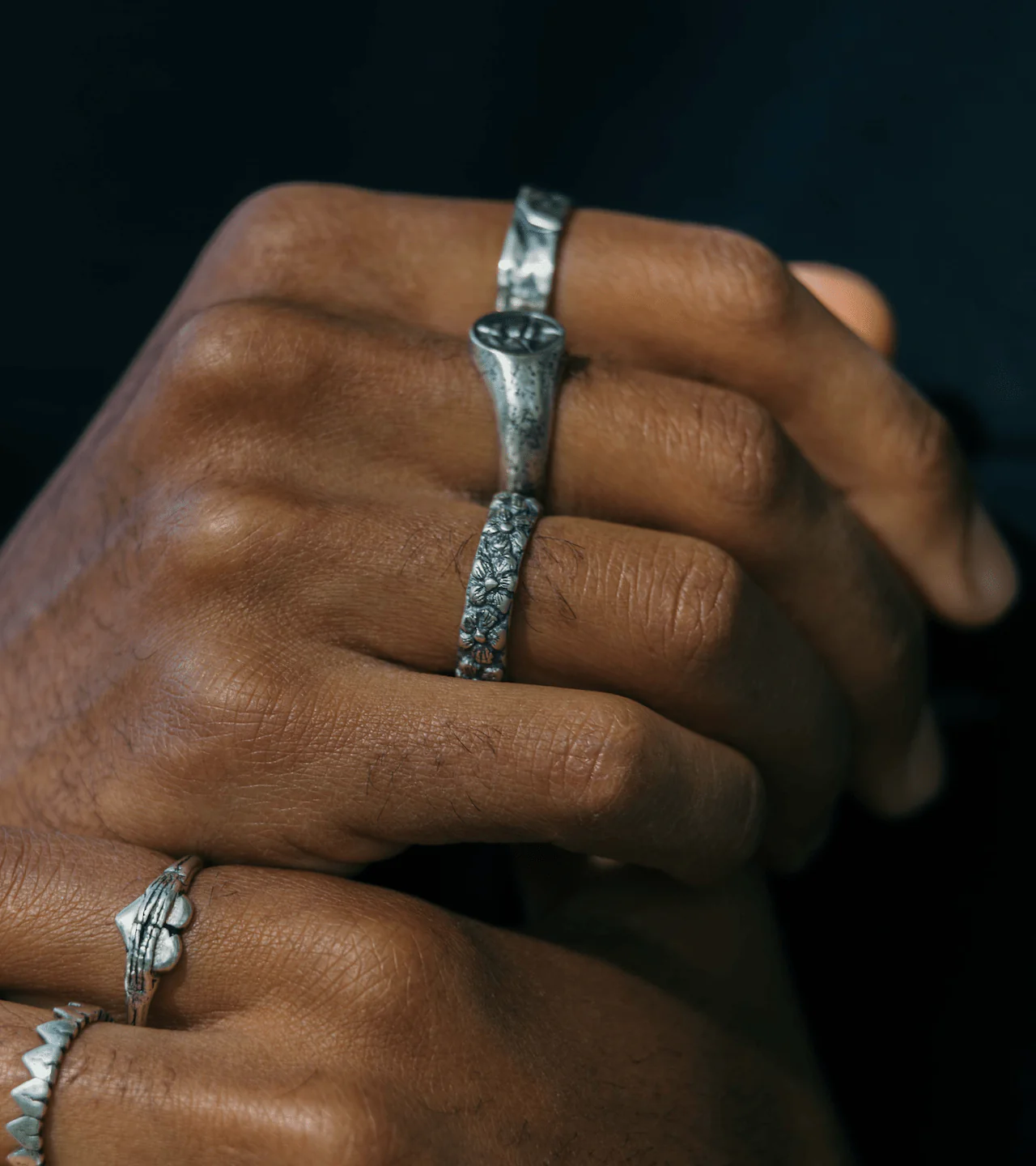Hand Forged Sterling Silver Ring With Embossed Daisy - Image 4