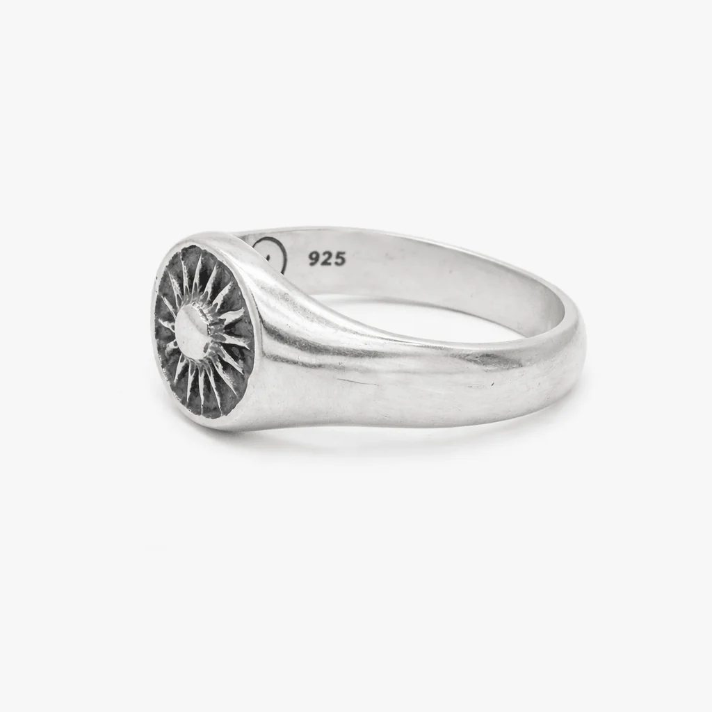 Hand-forged Sunburst Sterling Silver Signet Ring - Image 2