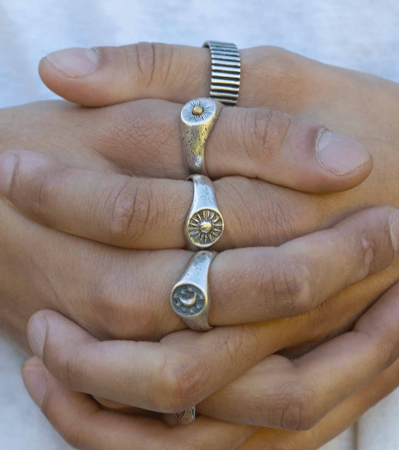 Hand-forged Sunburst Sterling Silver Signet Ring - Image 4
