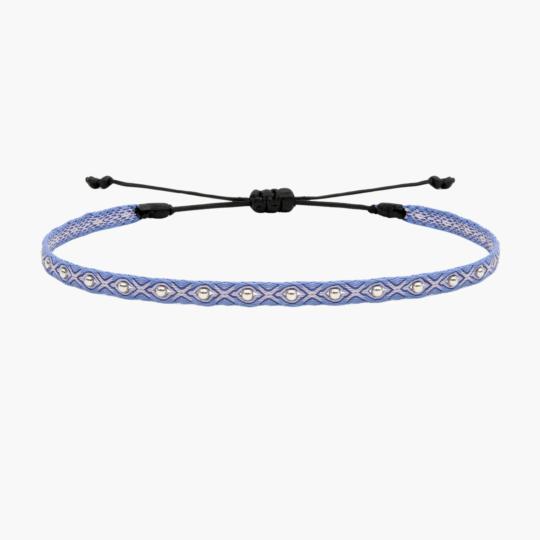 Handmade Silver Purnama Bracelet (White/Blue)
