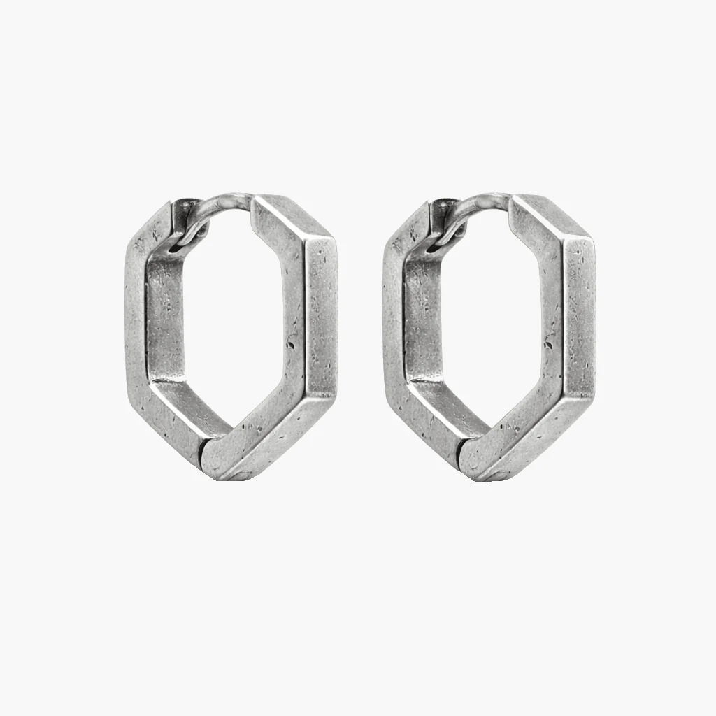 Hexagon Sterling Silver Earrings